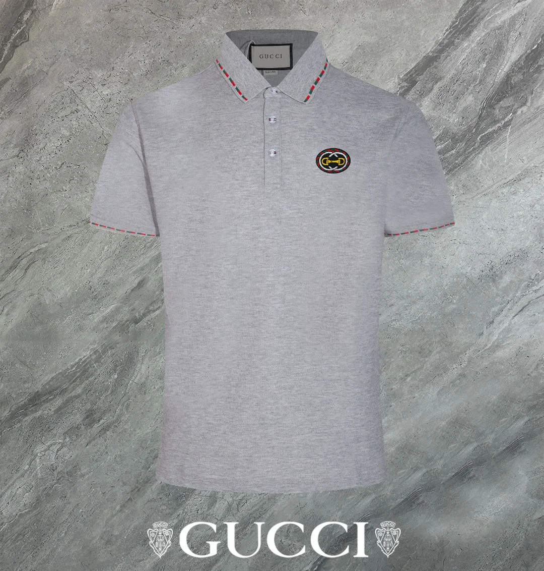 Gucci 2024 Gray Polo Shirt, 3D Logo, Breathable