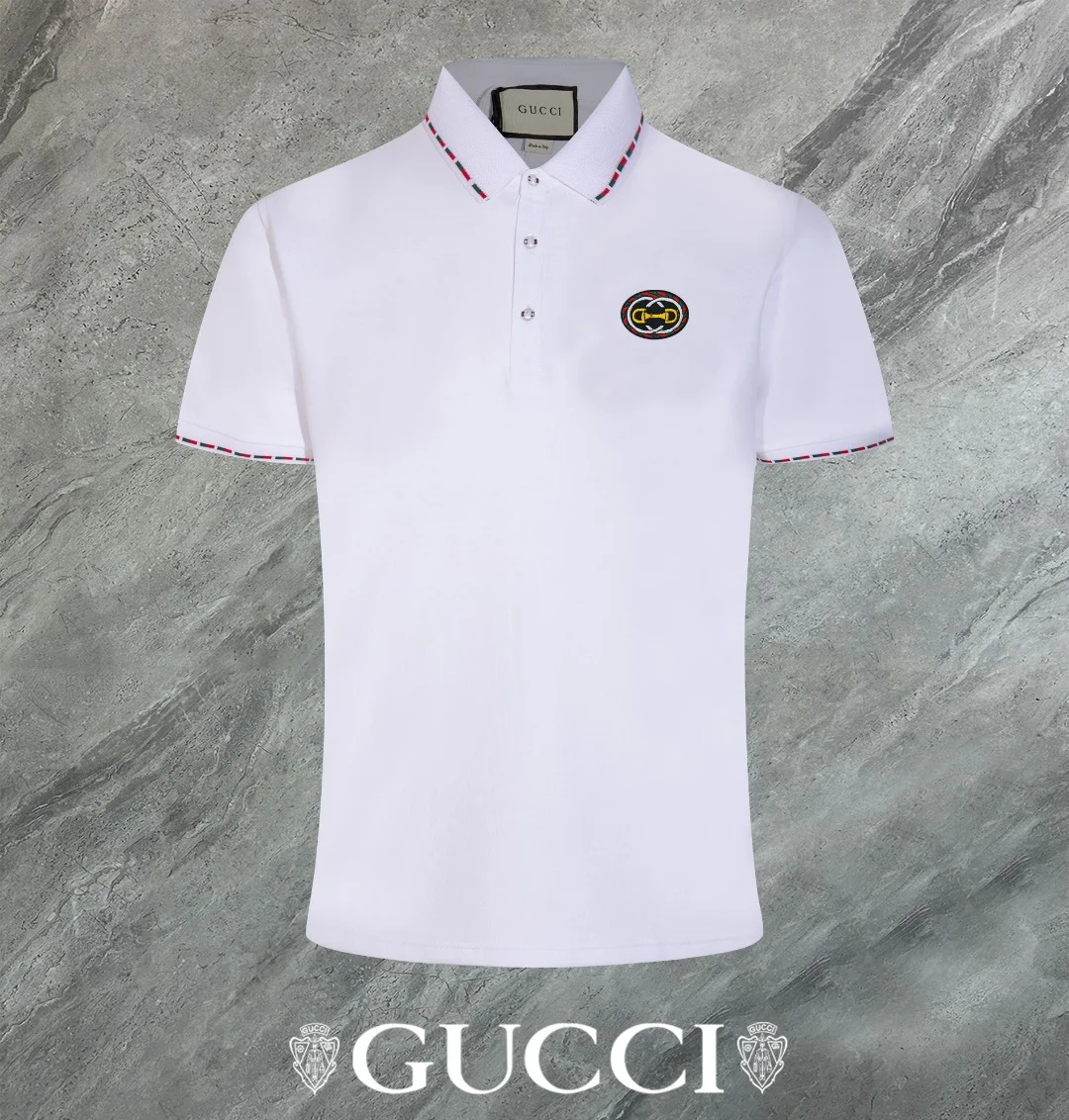 Gucci 2024 Summer Polo Shirt White Logo Breathable