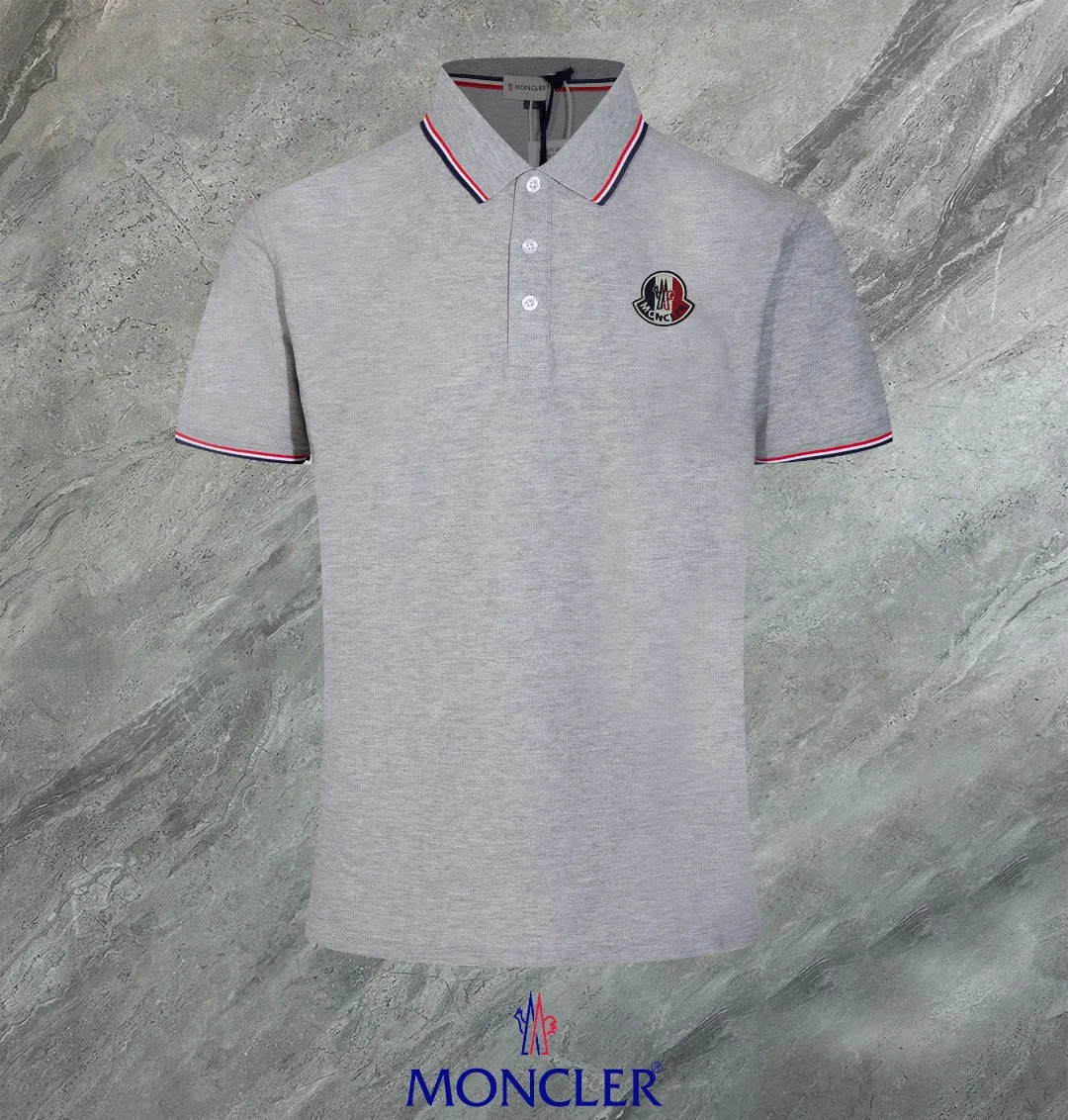 Moncler 2024 Grey Polo Embroidered Logo