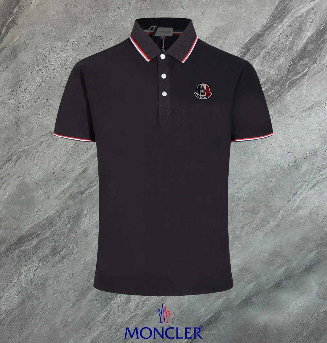 Moncler Black Polo Embroidered Logo Casual
