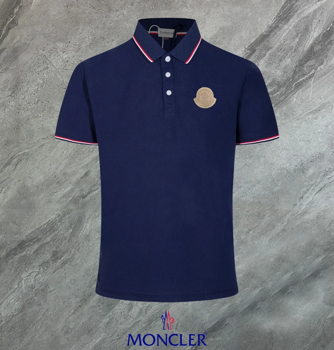 Moncler Navy Polo Shirt 3D Logo Breathable Fit