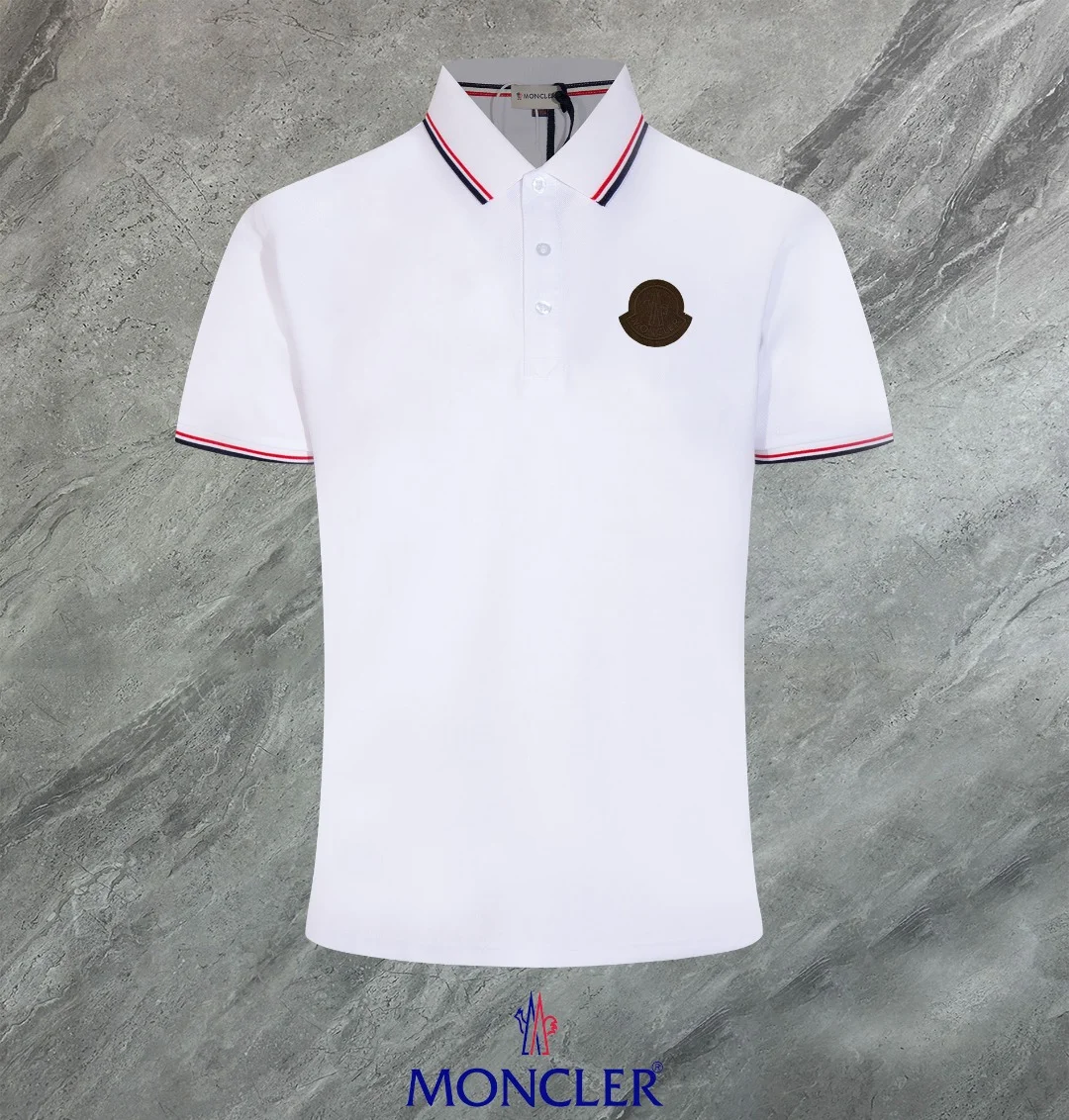 Moncler 2024 White Polo Shirt, Embroidered Logo