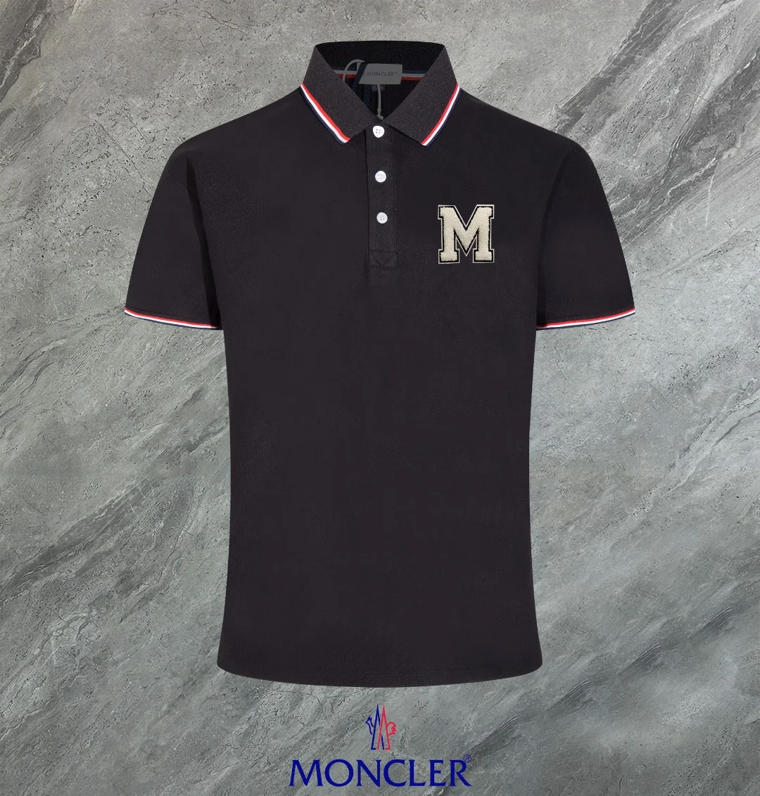 Moncler 2024 Black Polo, M Emb, Breathable