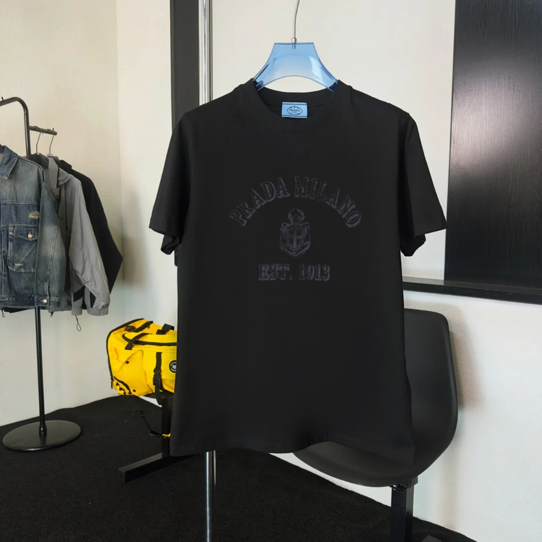 Prada 2025 New Black High-Quality Crew Neck T-Shirt