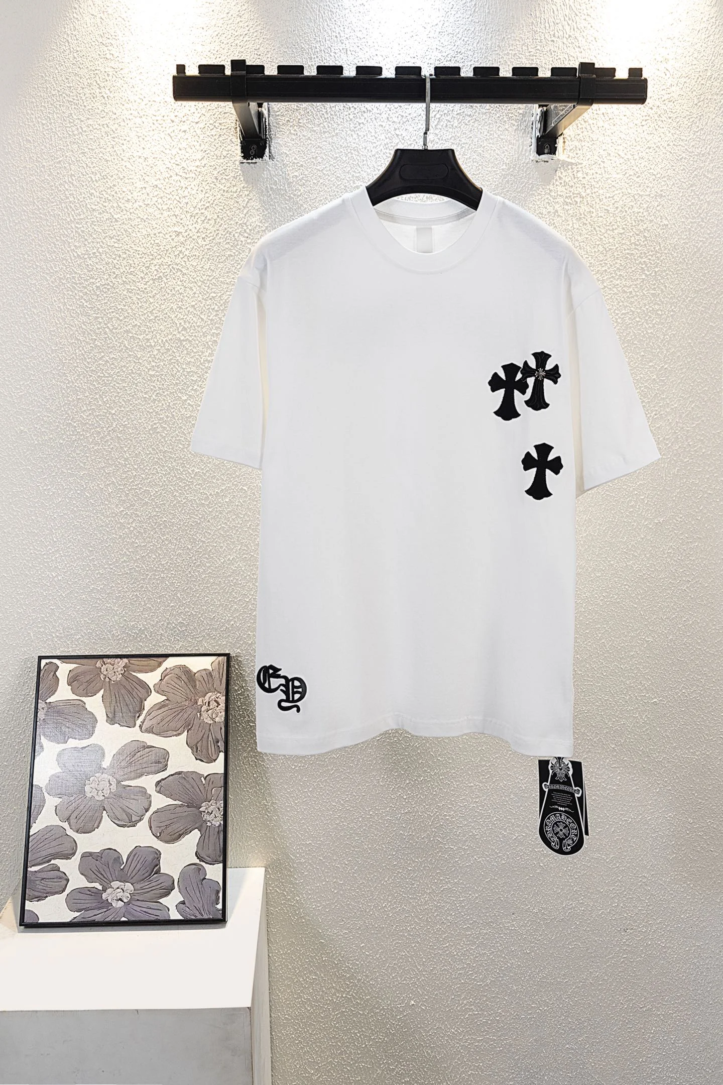 Chrome Hearts WHITE Cross Patch Back Unisex T-Shirt
