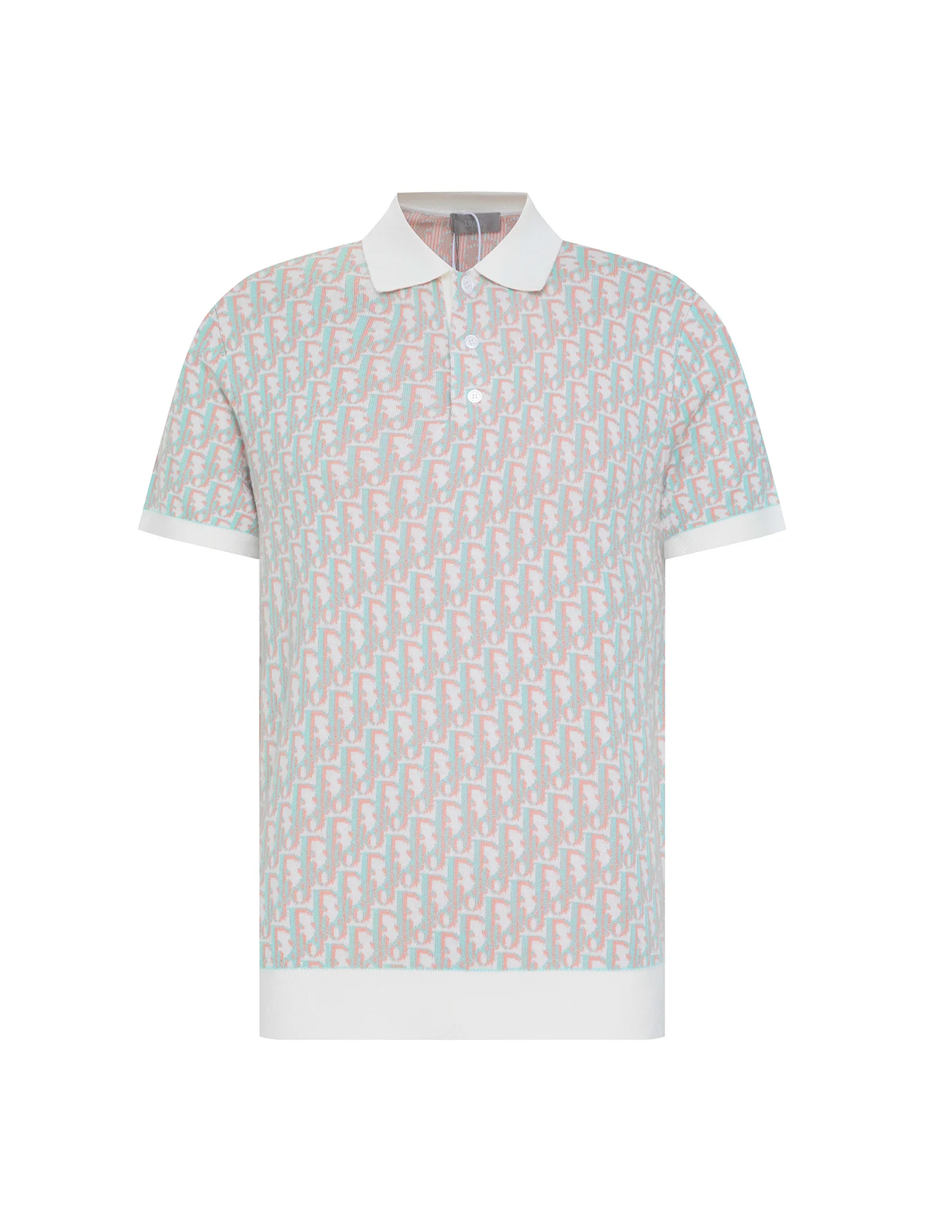 Dior White Monogram Tencel Knit Polo Shirt