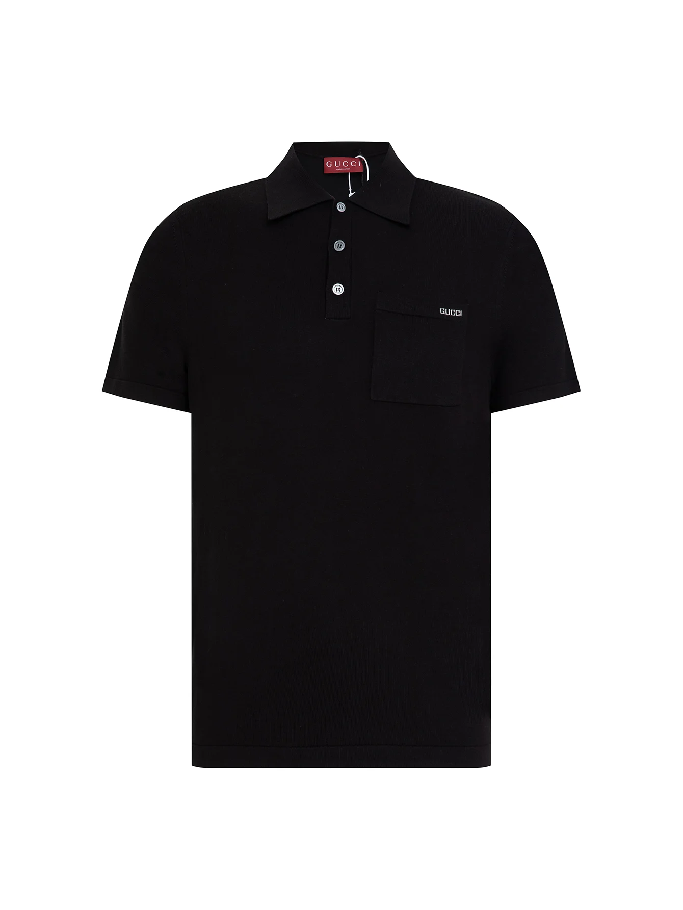 Gucci Black Knit Wool Logo-Pocket Polo (Unisex)