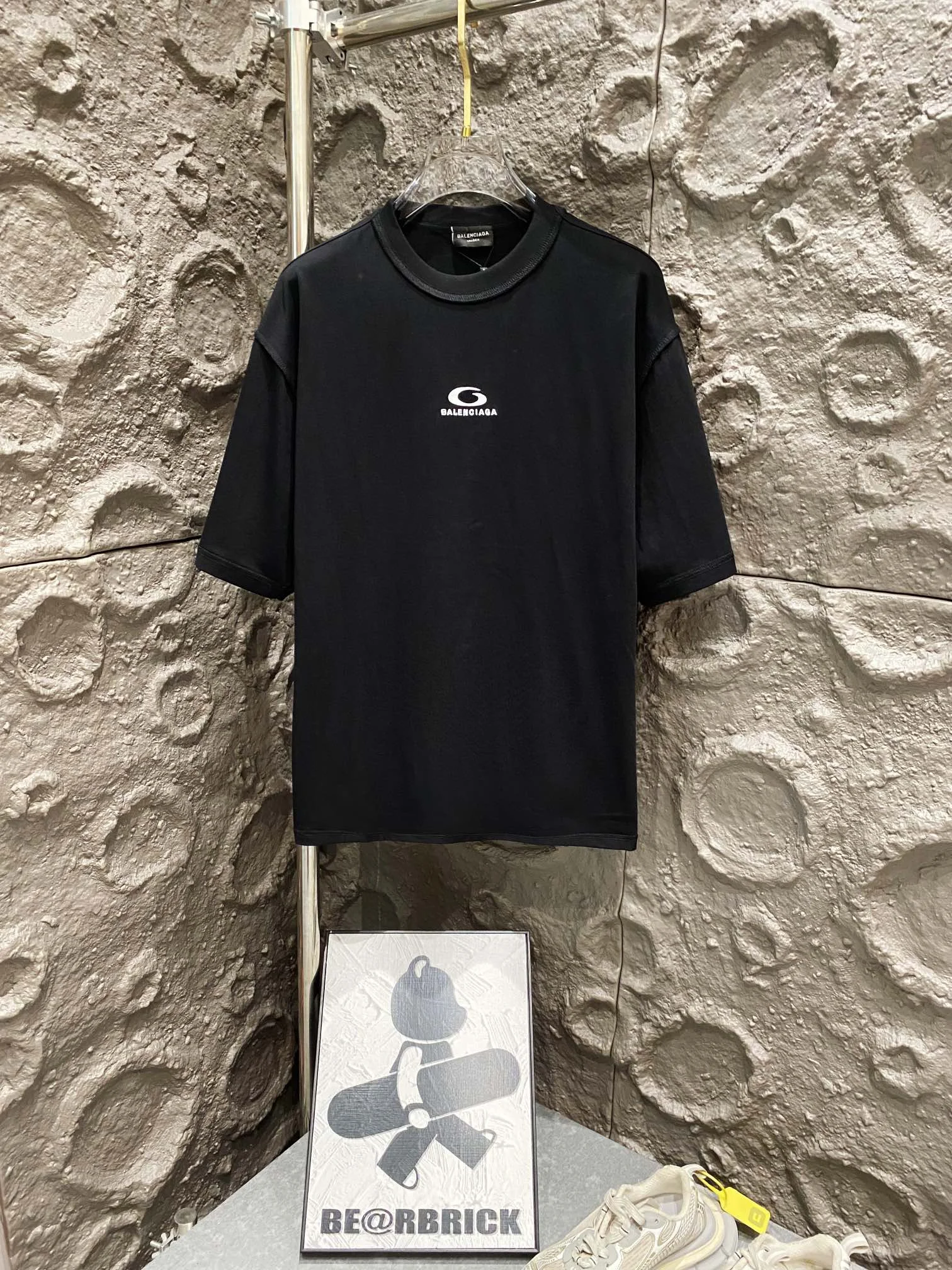 Balenciaga Black Loop Sports Embroidered T-Shirt