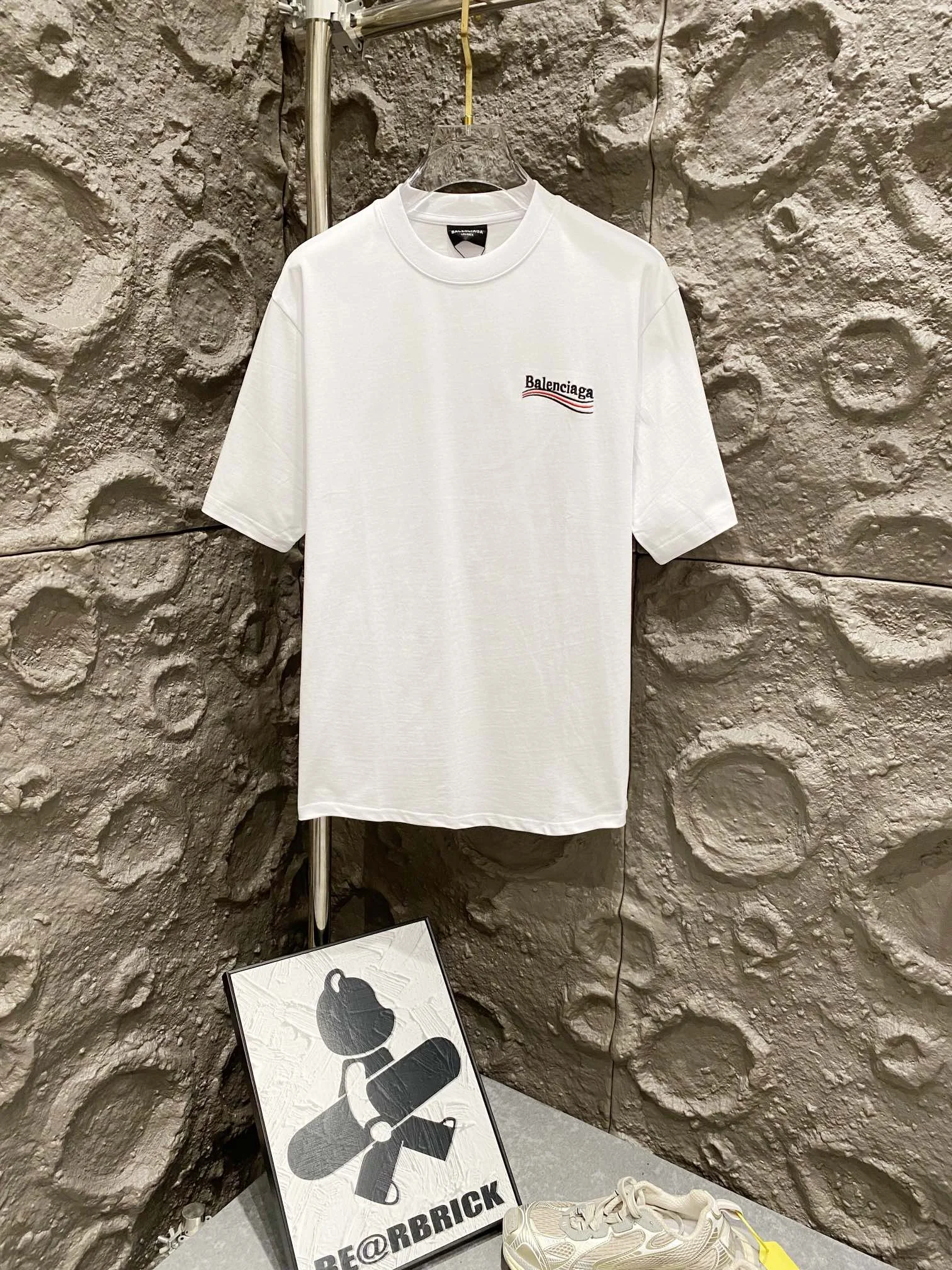 Balenciaga 2024 SS White Coke Wave Embroidered T-Shirt