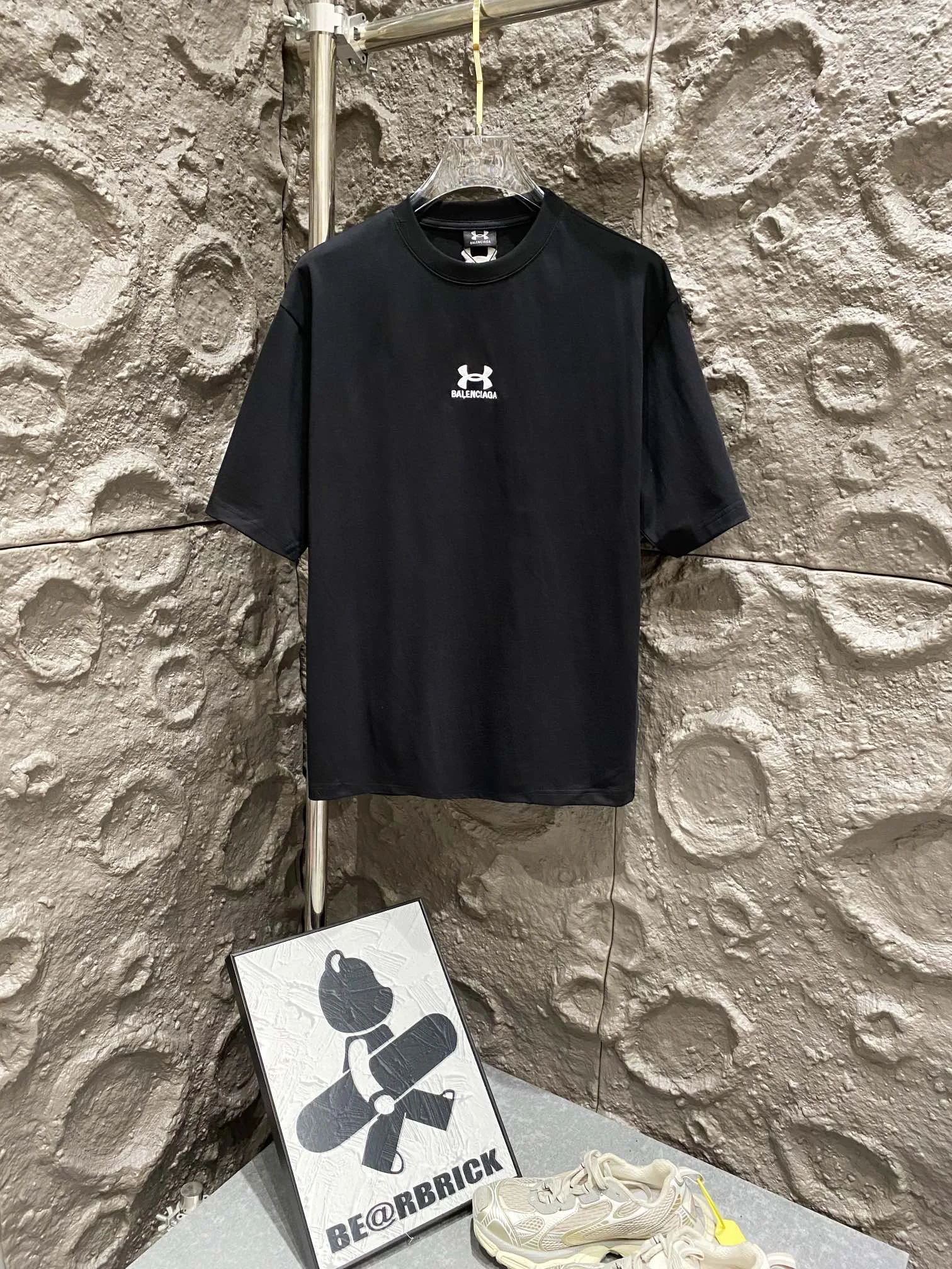 Balenciaga SS24 Embroidered Black Cotton T-Shirt