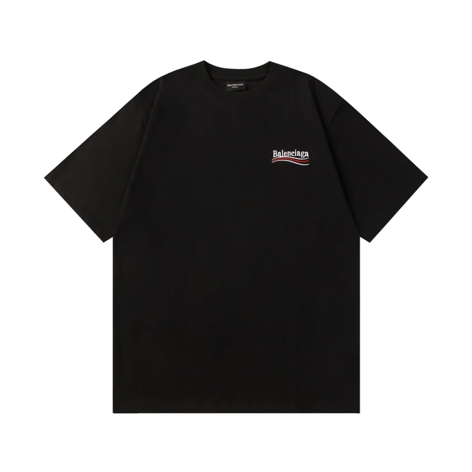 Balenciaga Black Coke Wave Embroidered T-Shirt