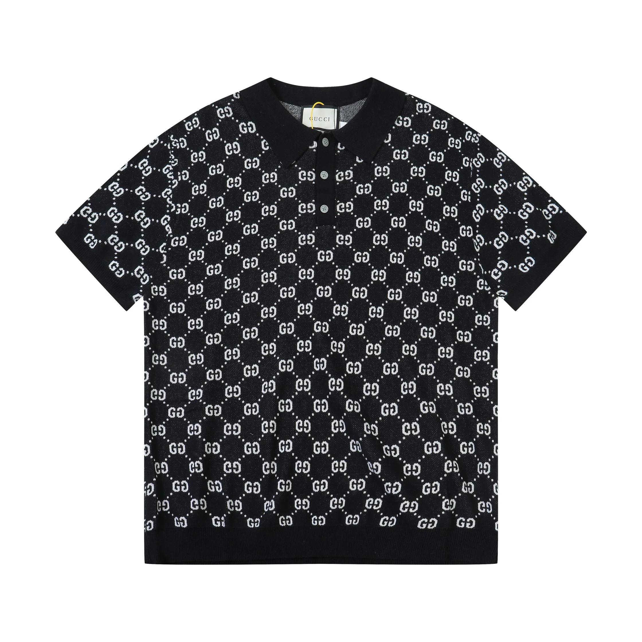 Gucci Black Jacquard Knitted Short-Sleeve Sweater