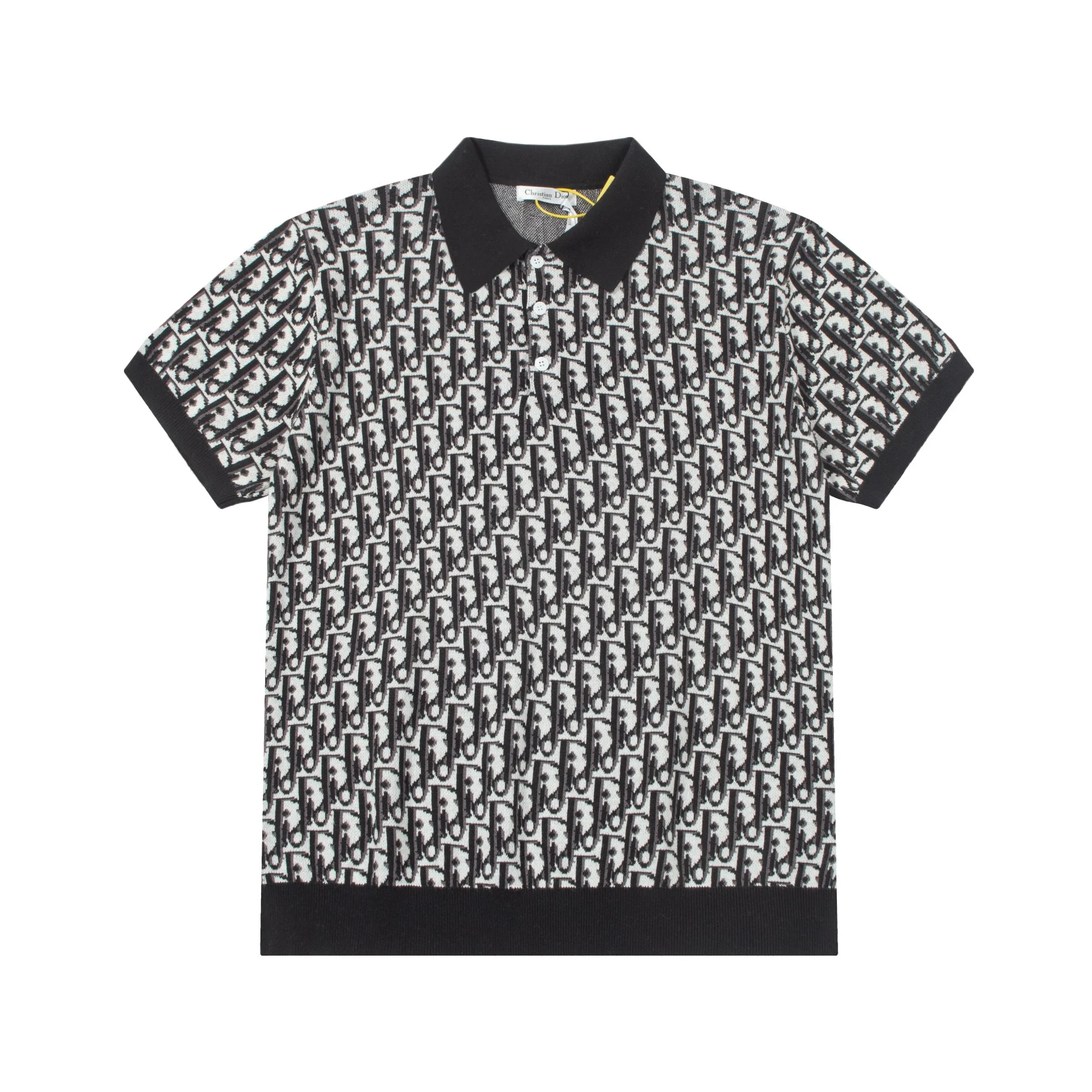 Dior Jacquard Unisex Polo (Gray-White/Black)