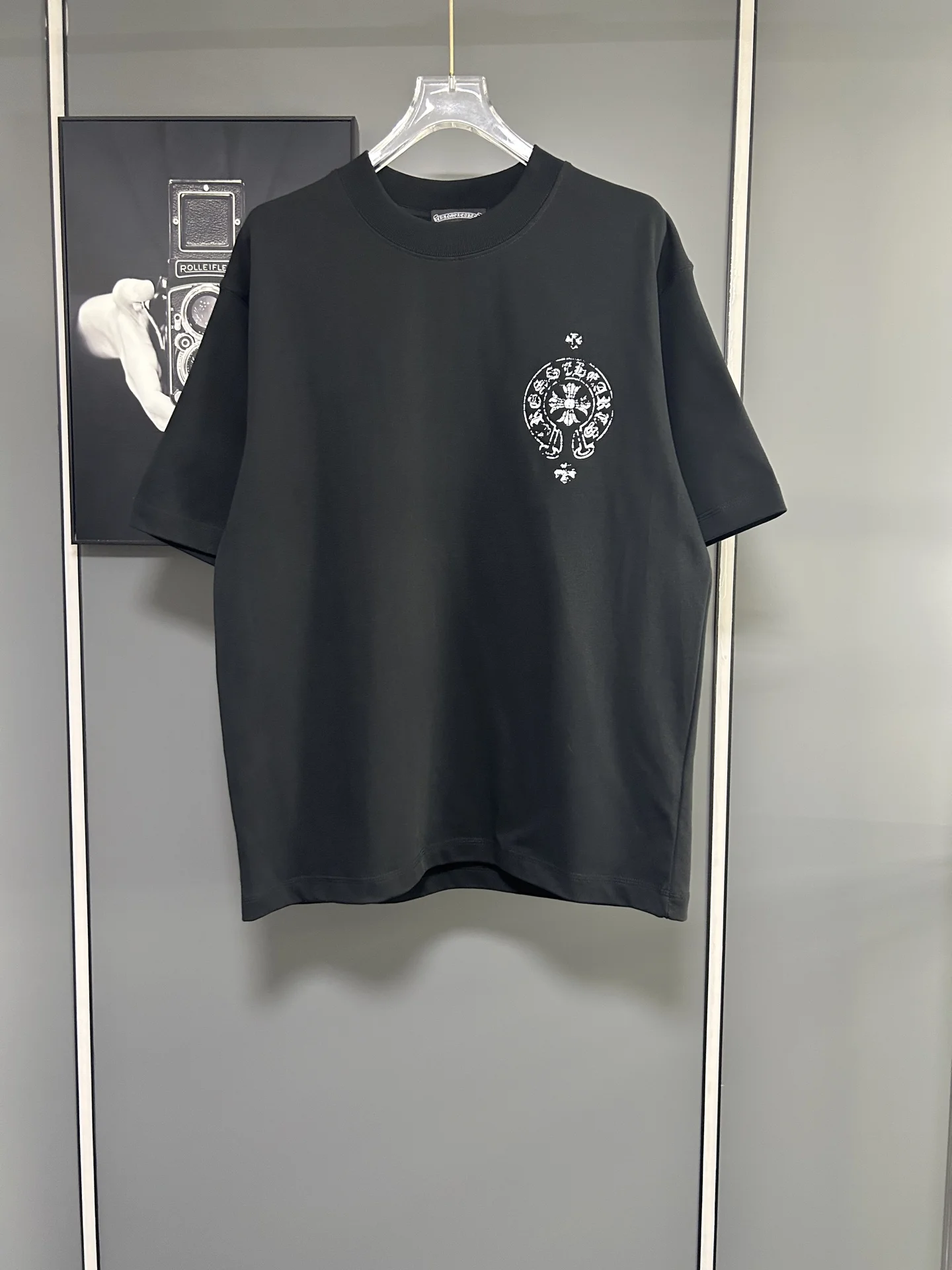 Chrome Hearts Black 380g Oversized Logo Short Sleeve T-Shirt