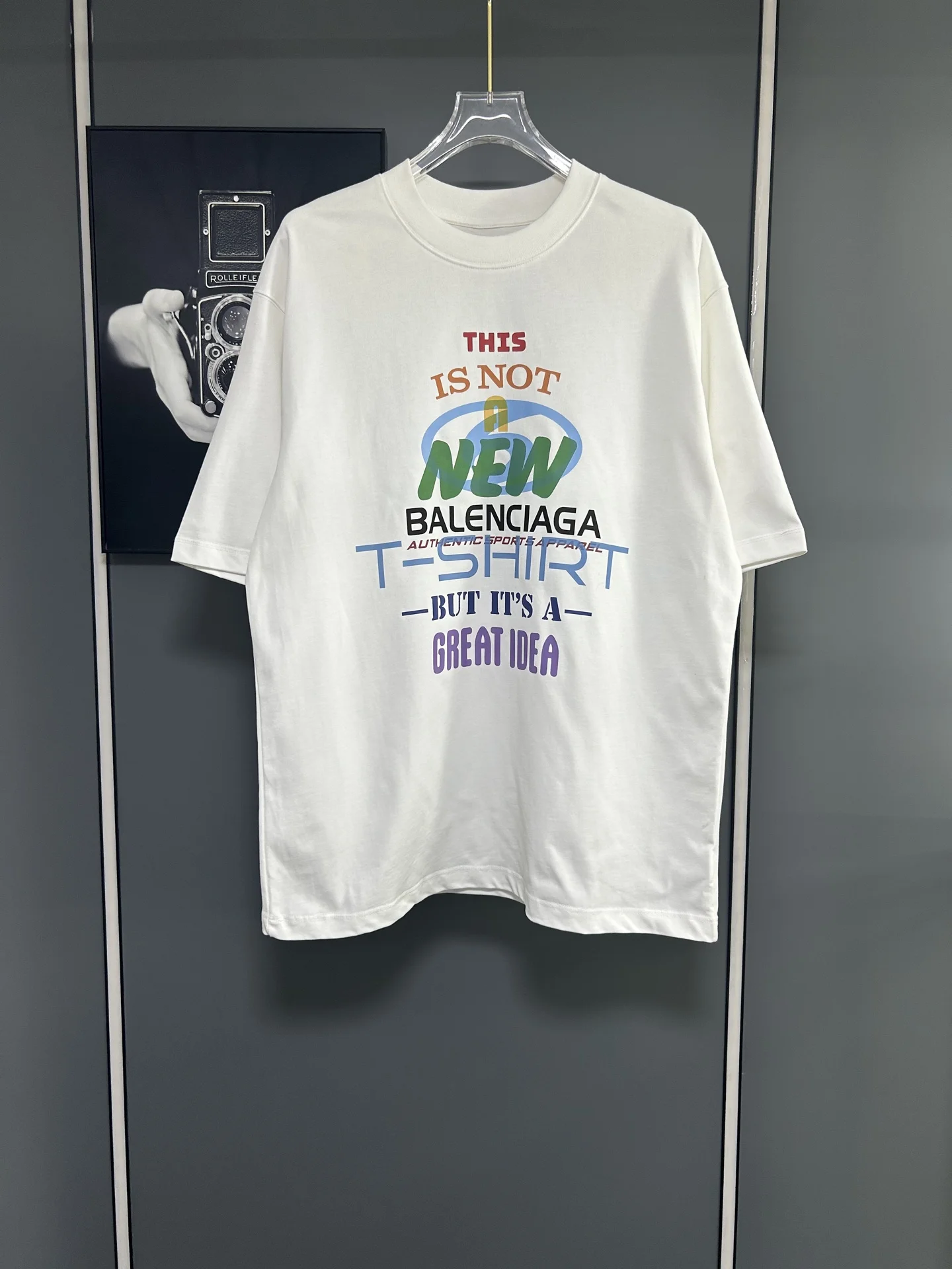 Balenciaga White 380g Printed Oversized T-Shirt