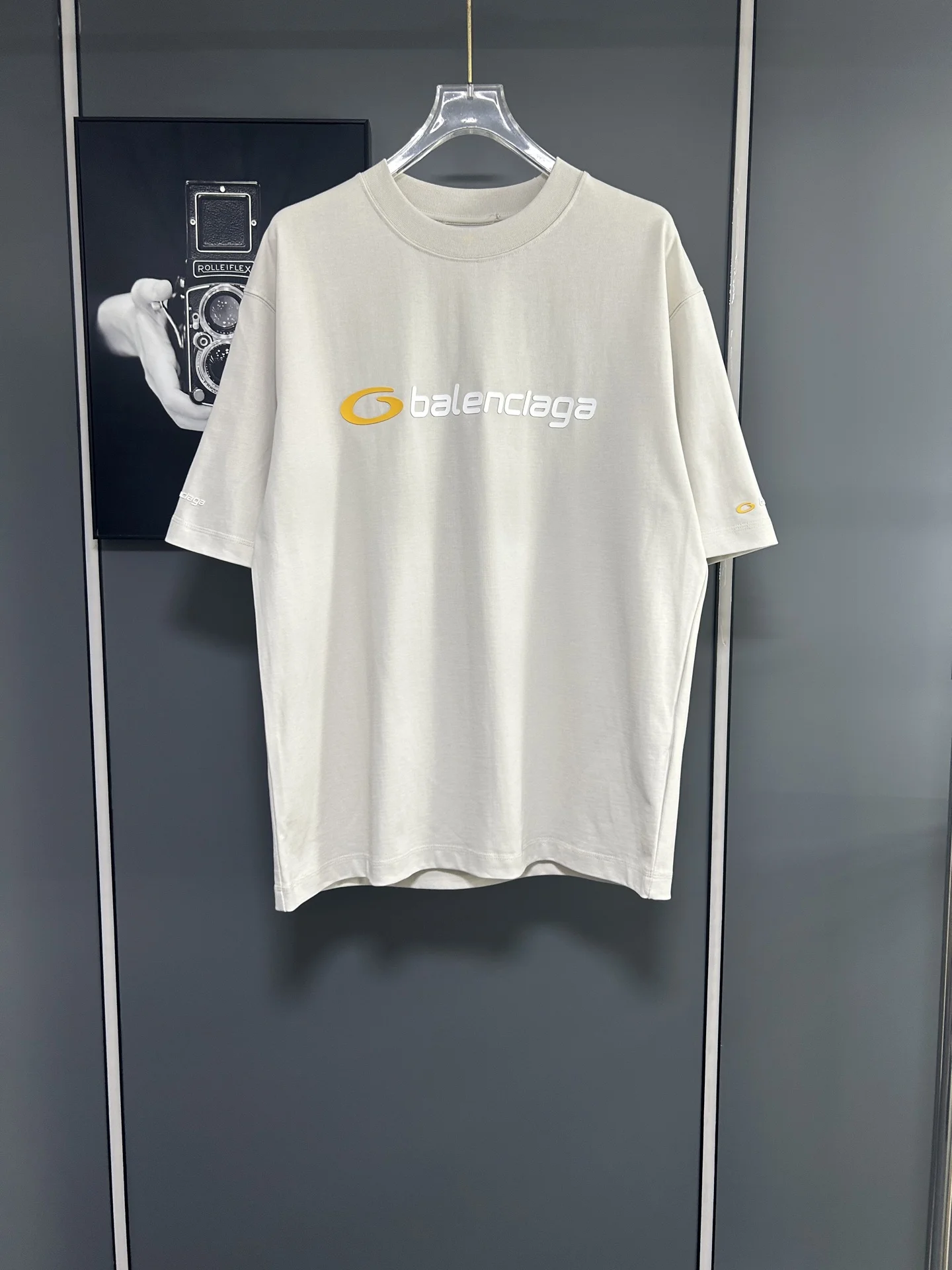 Balenciaga White 380g Oversized Logo Short T-Shirt