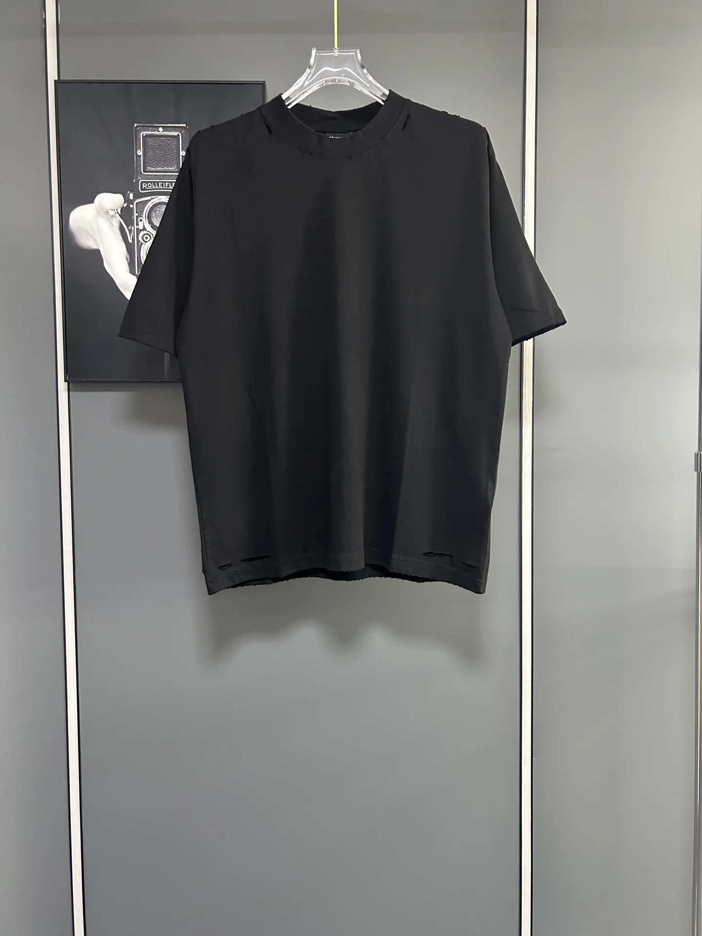 Balenciaga Black Washed Embroidered Logo T-Shirt