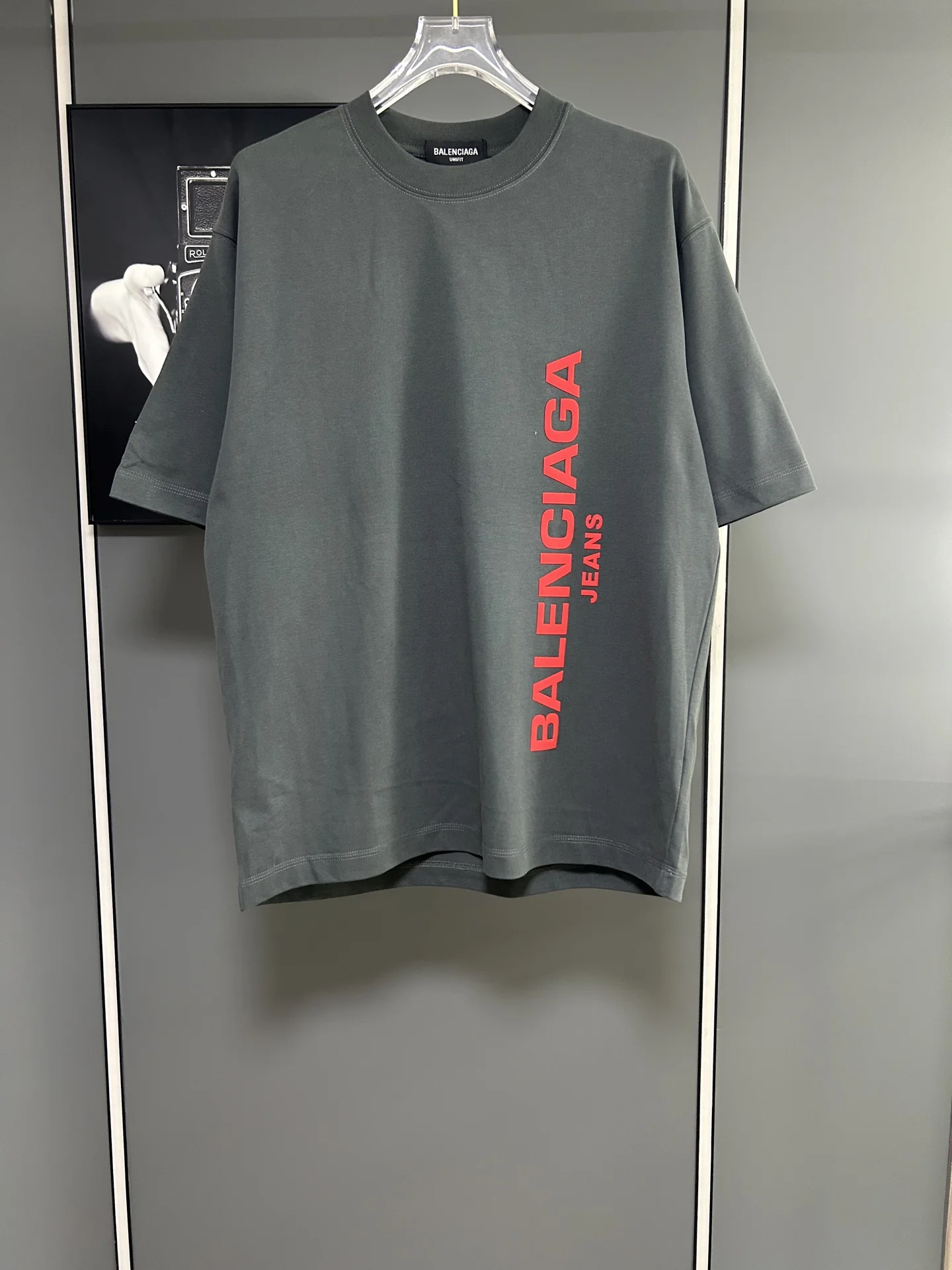 Balenciaga Dark Gray Oversized 380g Logo T-Shirt