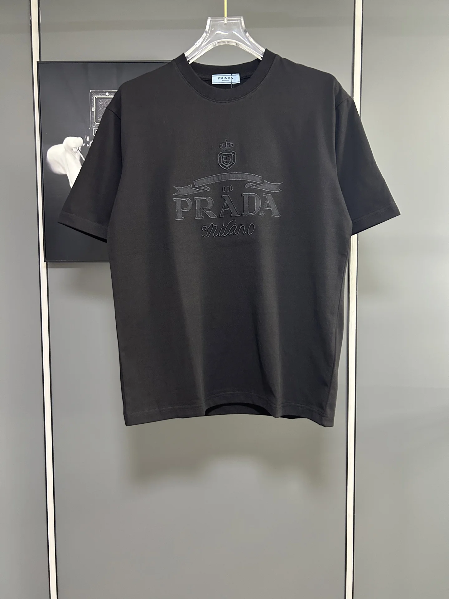 Prada Black Embroidered Logo T-Shirt