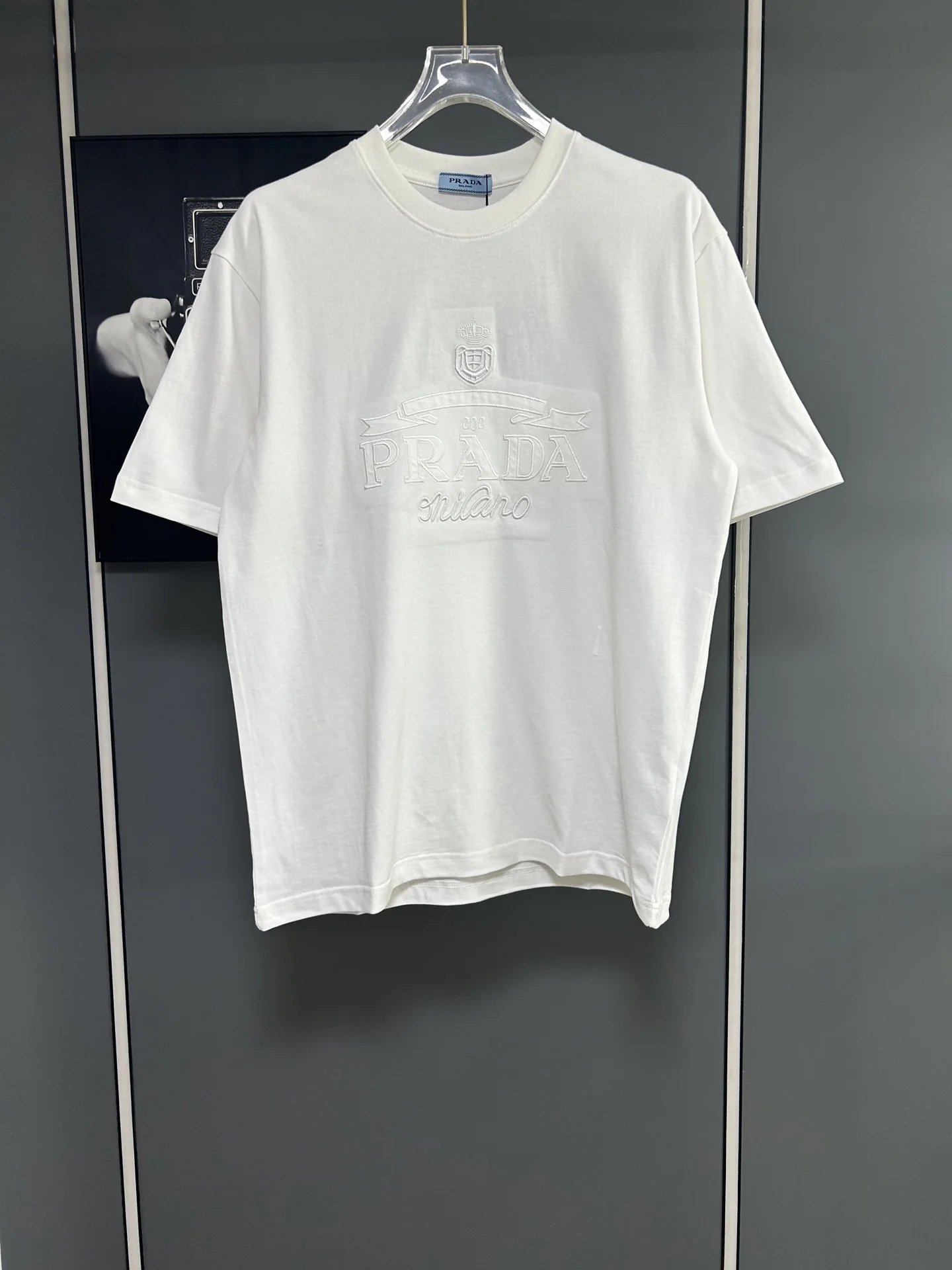 Prada 25SS White Embroidered T-Shirt