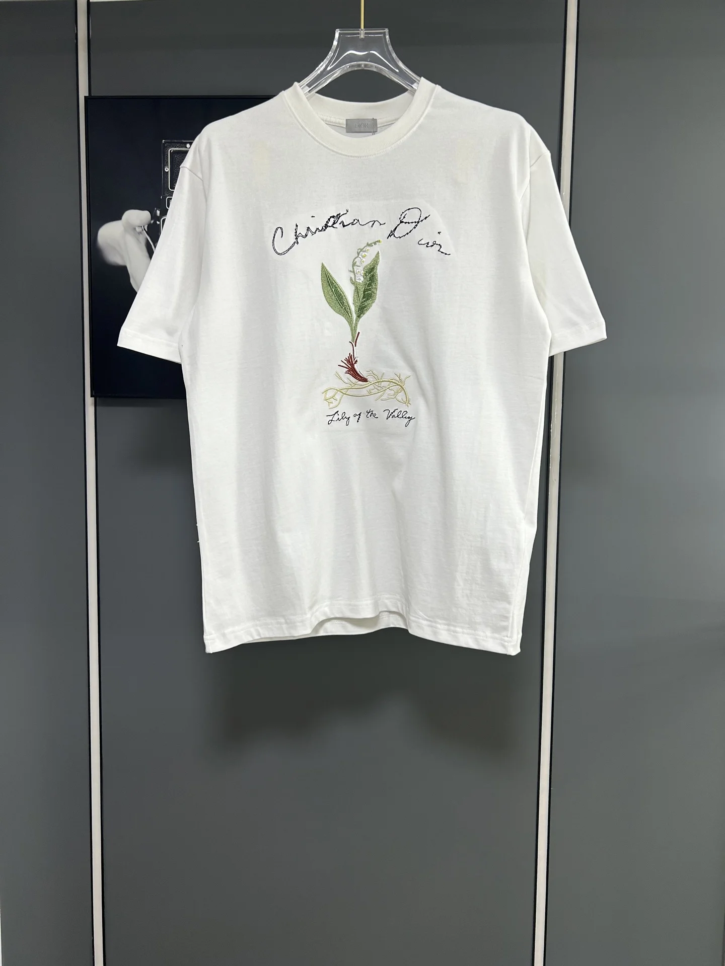 Dior 25ss White Embroidered Lily Logo Short T-Shirt