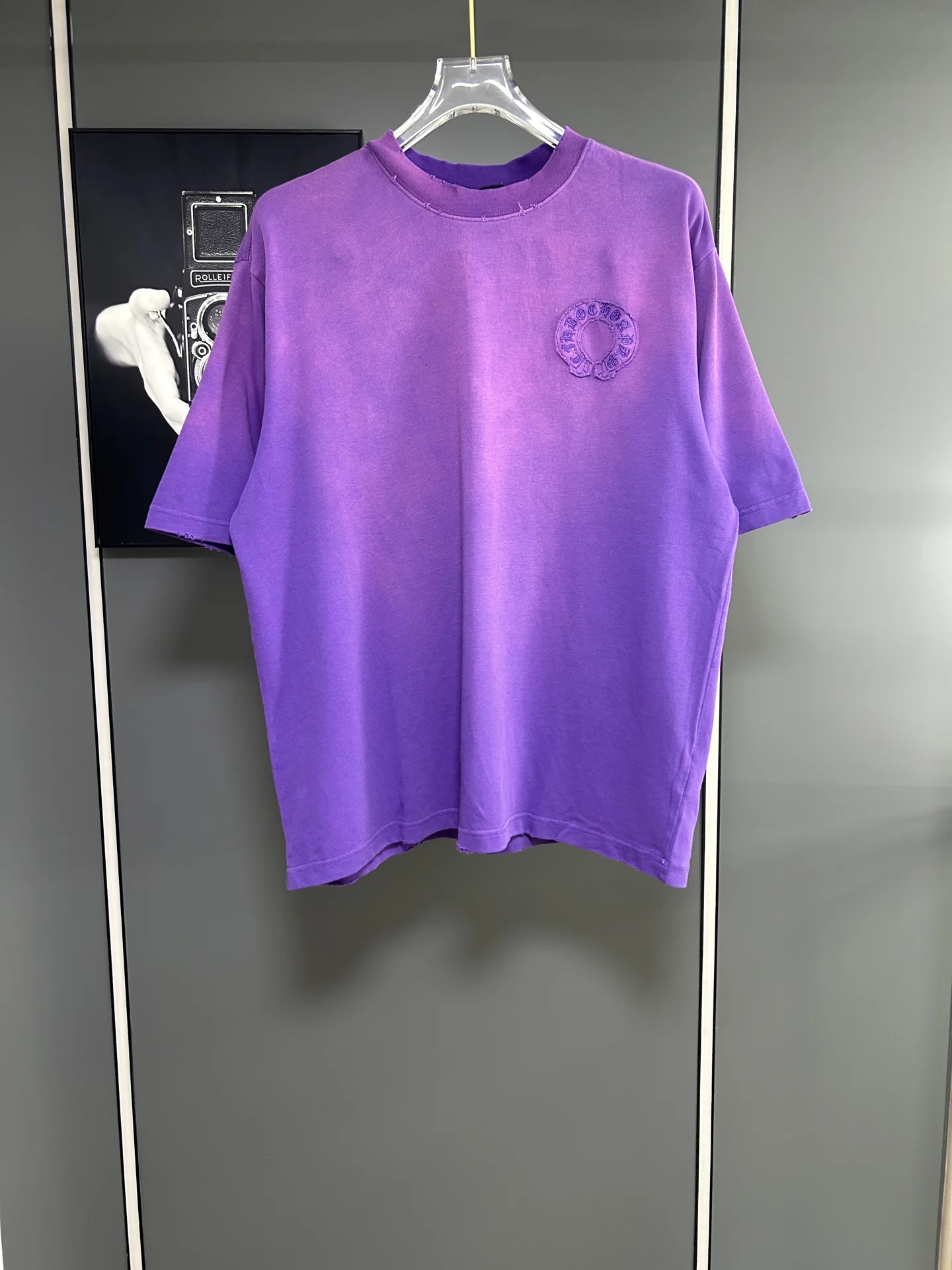 Chrome Hearts 25ss Purple Gradient Logo Distressed T-Shirt