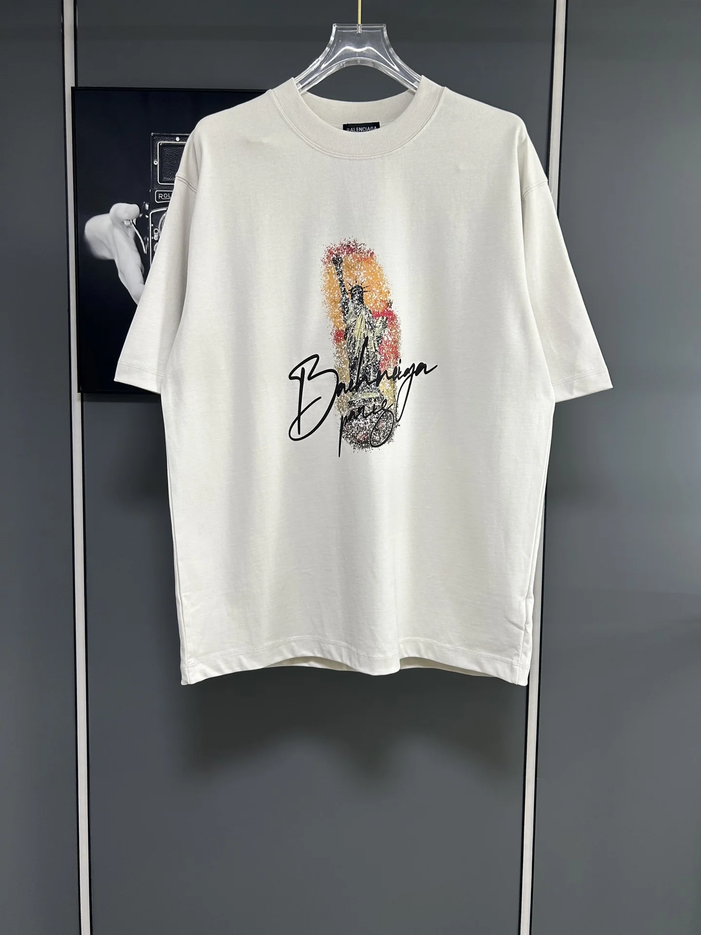 Balenciaga White Liberty Print 380g Loose T-Shirt