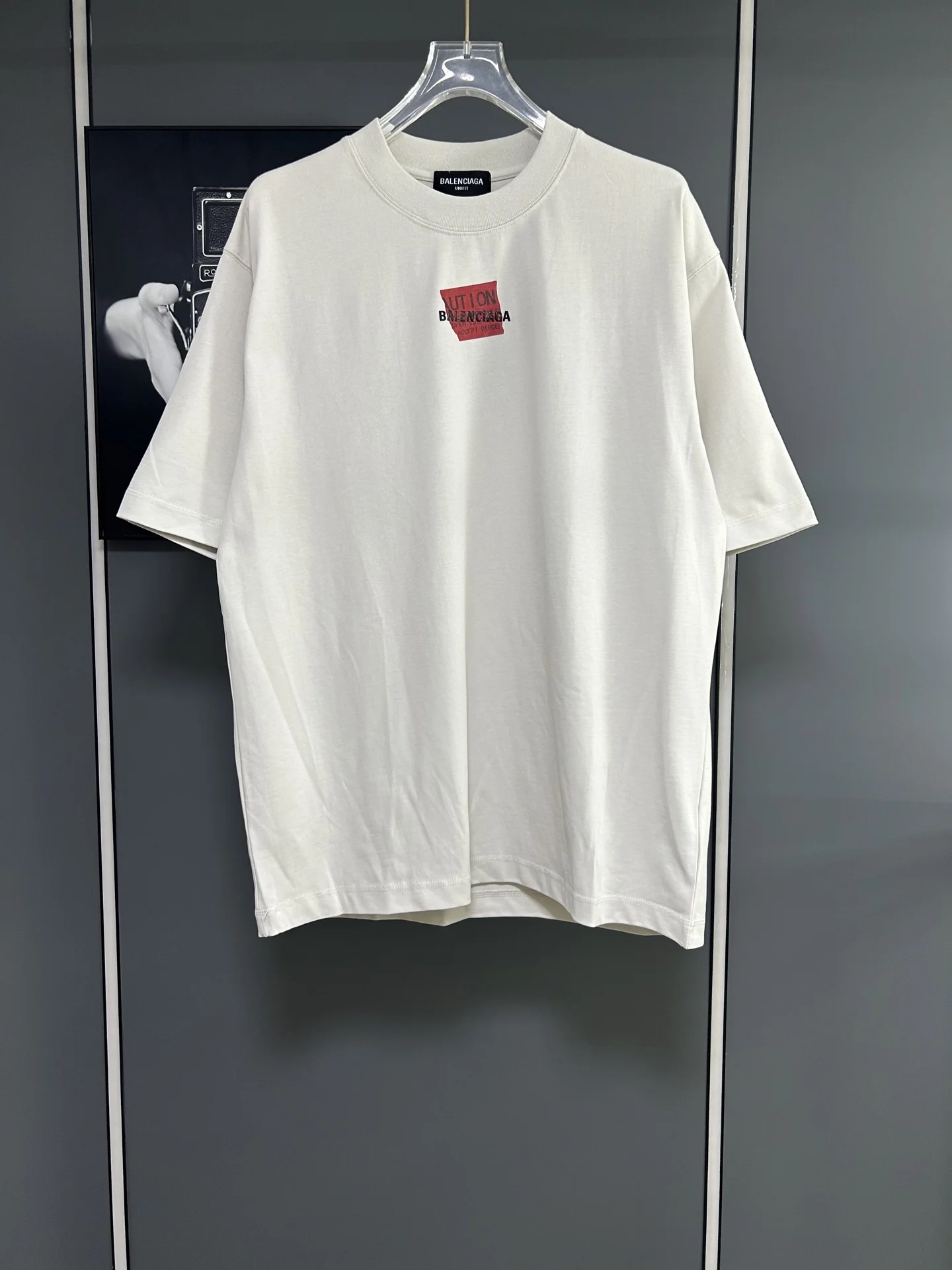 Balenciaga White 380g Foam Logo Loose T-Shirt