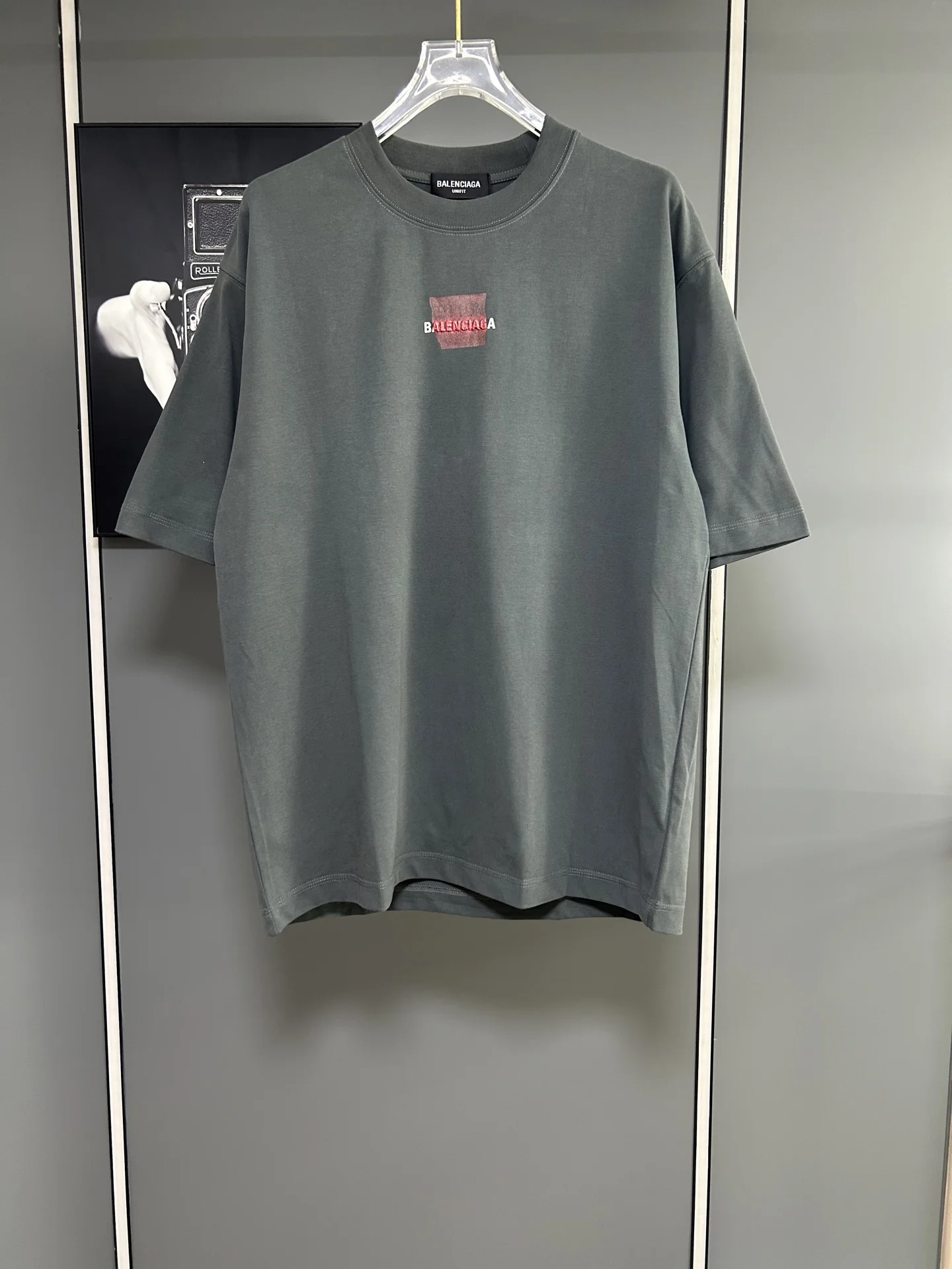 Balenciaga Dark Gray Loose 380g Foam Logo T-Shirt