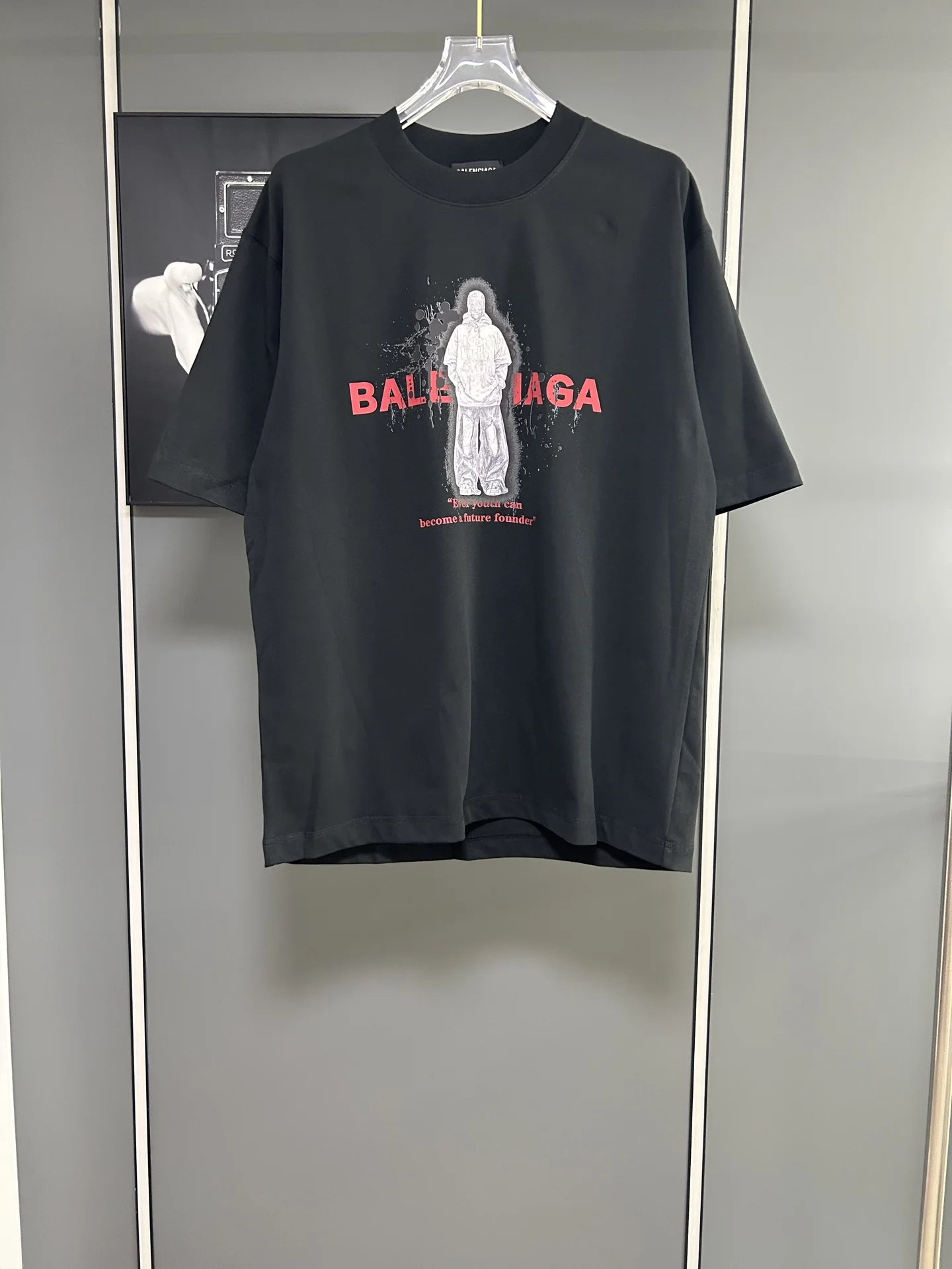 Balenciaga Black Oversized 380g Figure Print T-Shirt