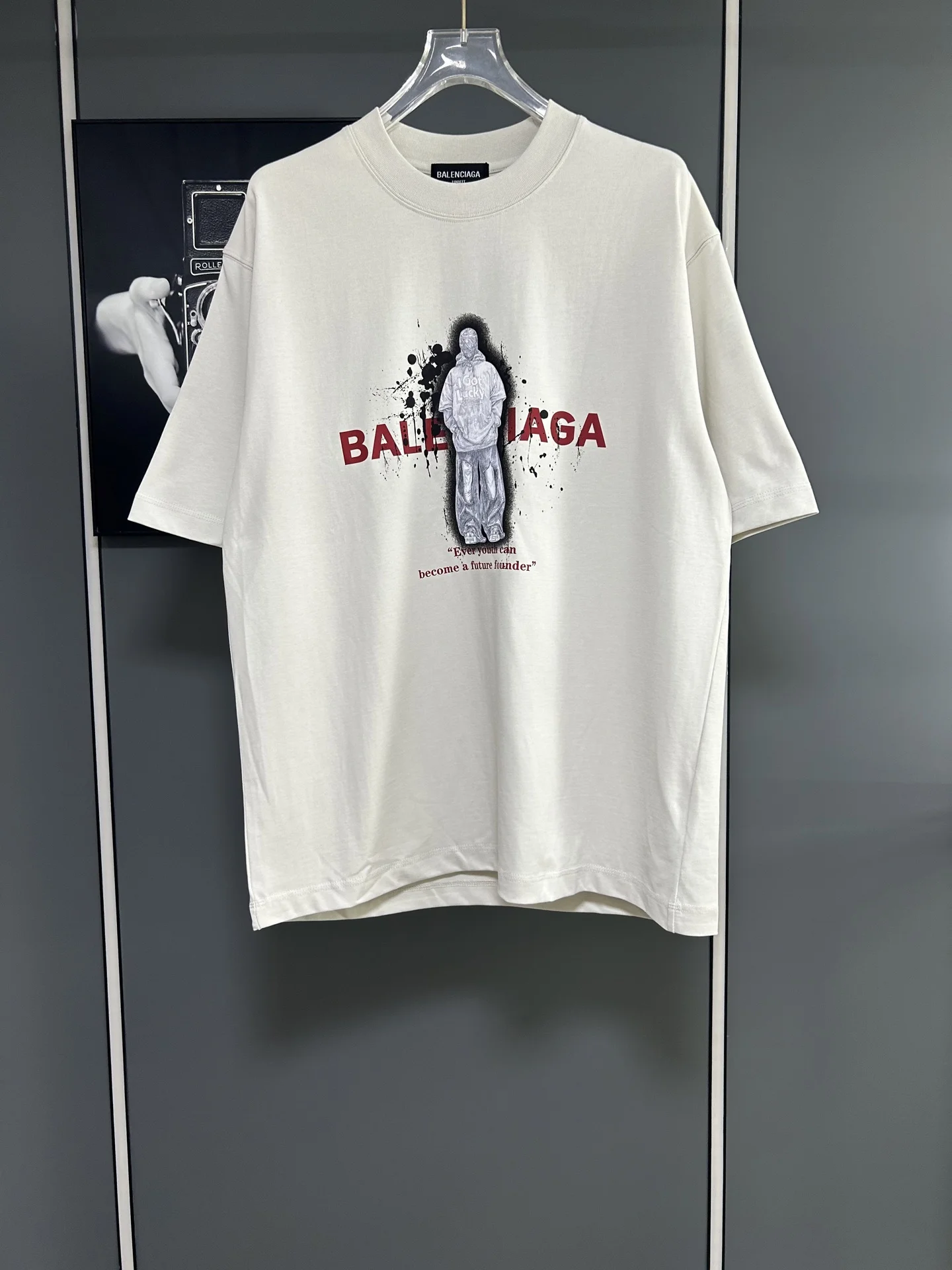Balenciaga White Oversized 380g Printed T-Shirt