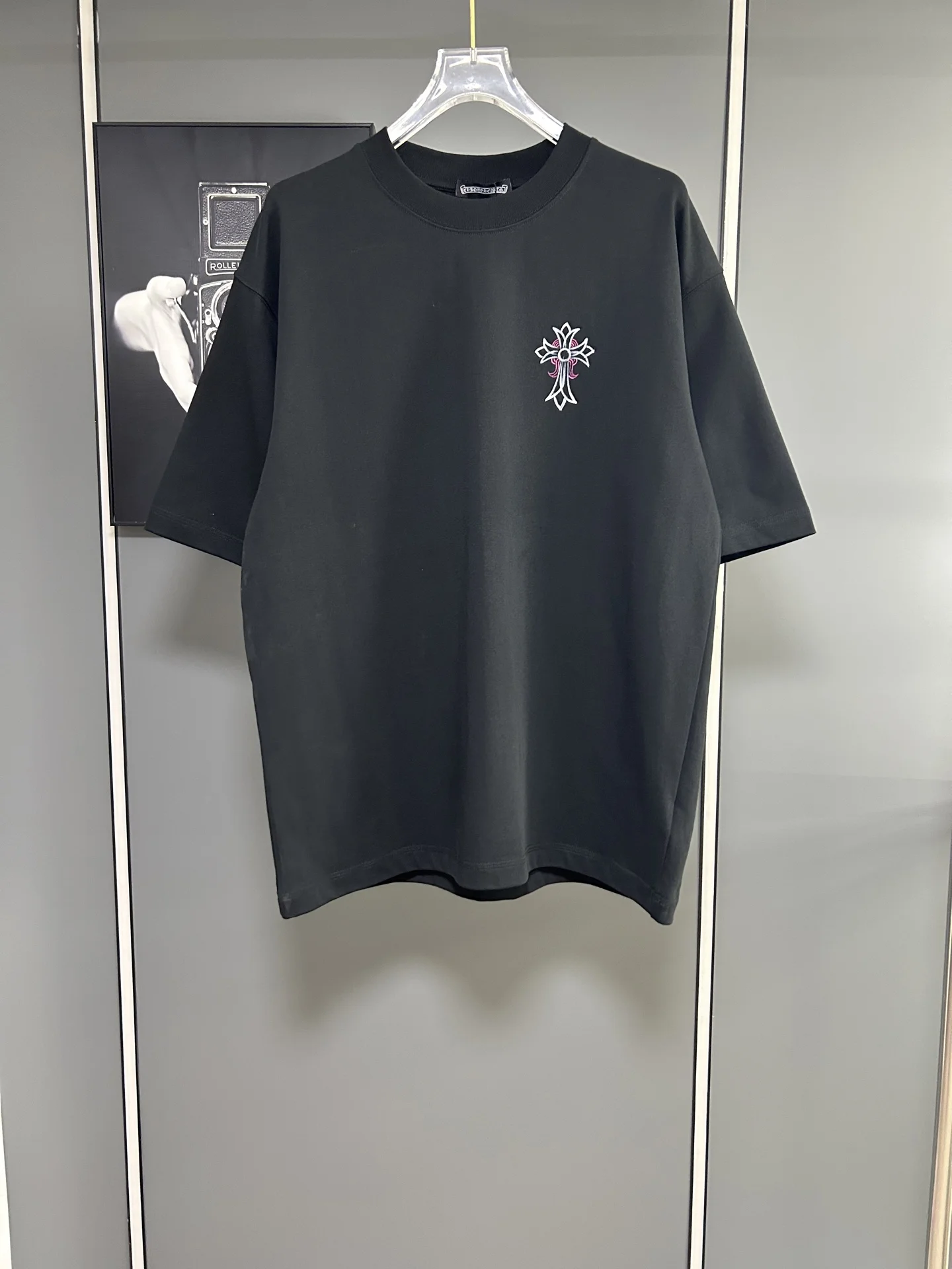 Chrome Hearts Black Loose 380g Cross Short Sleeve T-Shirt
