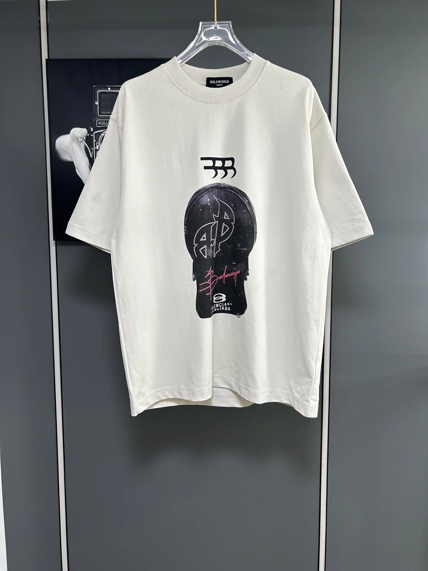 Balenciaga White Loose 380g Cap-Print T-Shirt