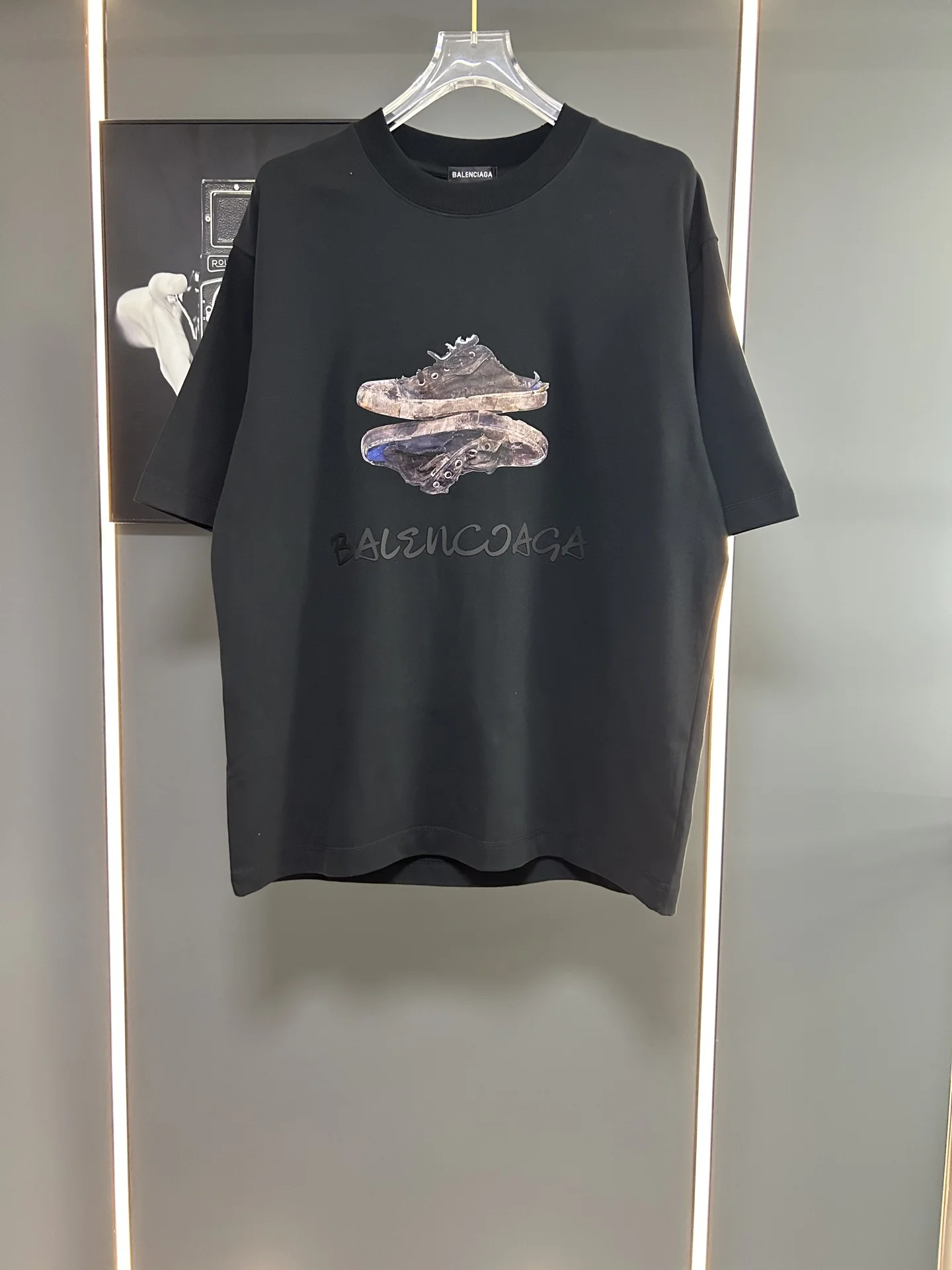 Balenciaga Black Loose 380g Sneaker-Print T-Shirt