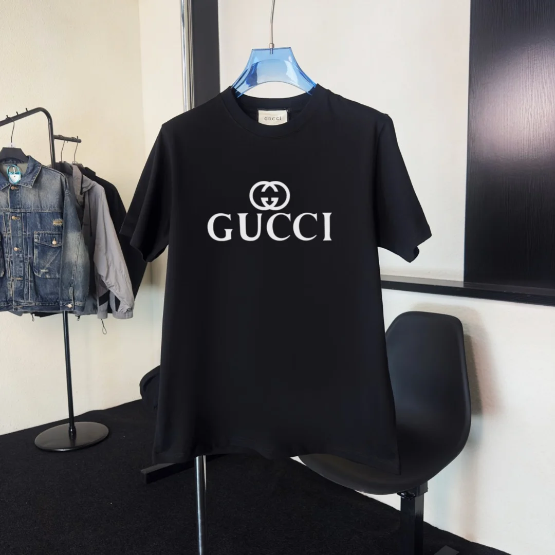 Gucci 2025 Black High-Quality Crew-Neck T-Shirt