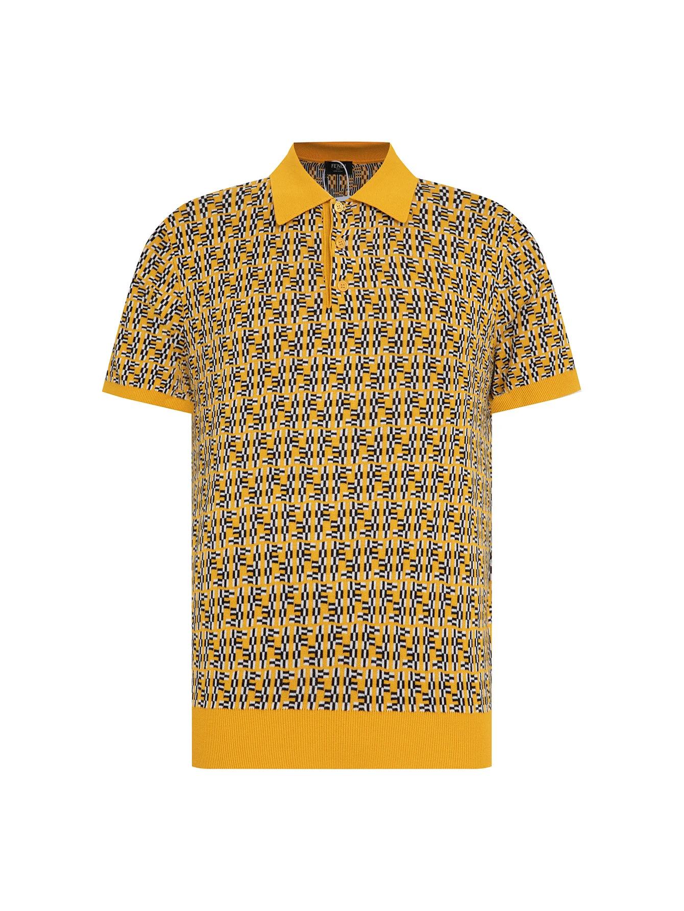 Fendi Yellow FF-Jacquard Wool Silk Knit Polo (Unisex)