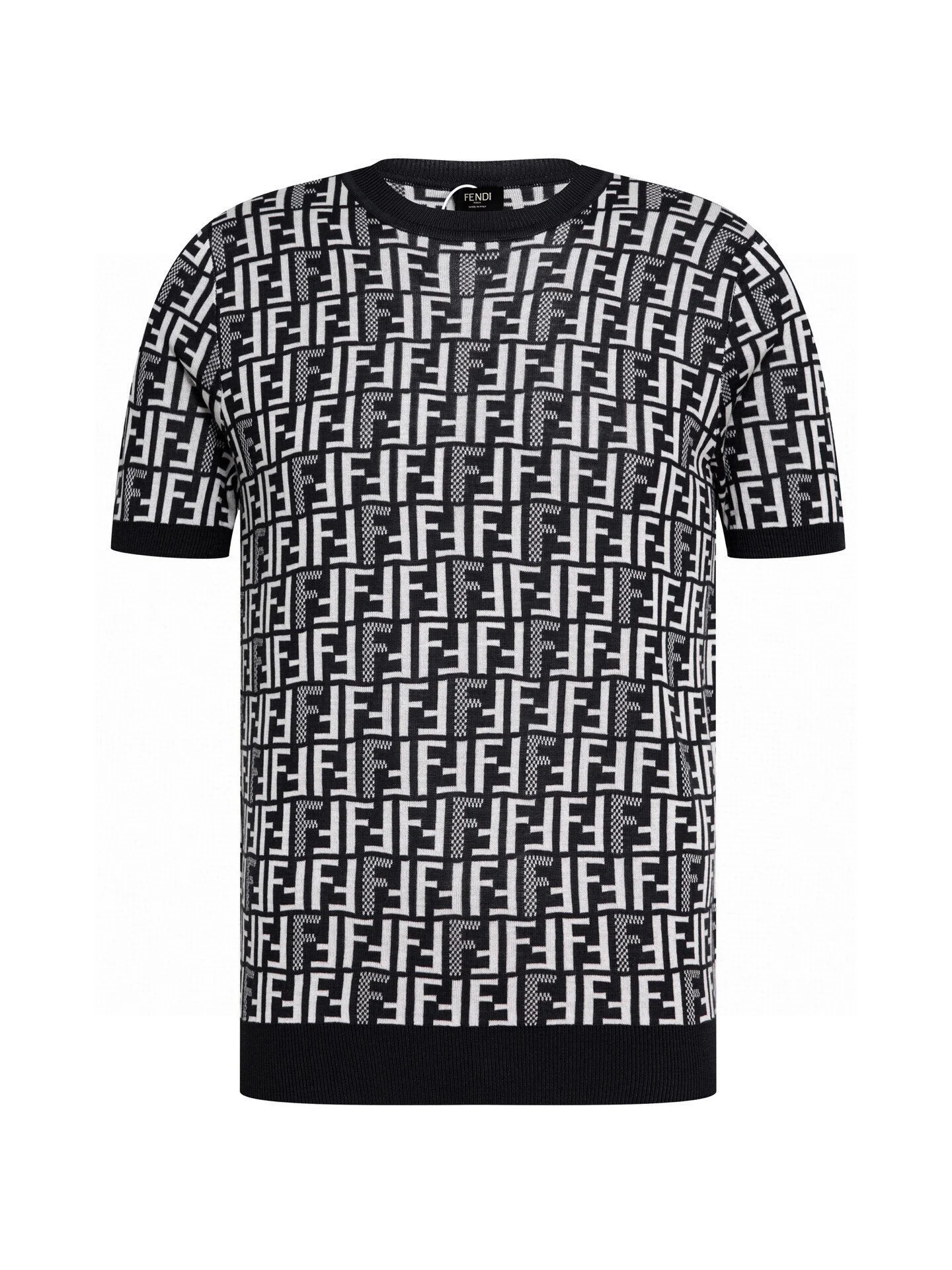 Fendi Black Double F Jacquard Knit Crew T-Shirt (Unisex)