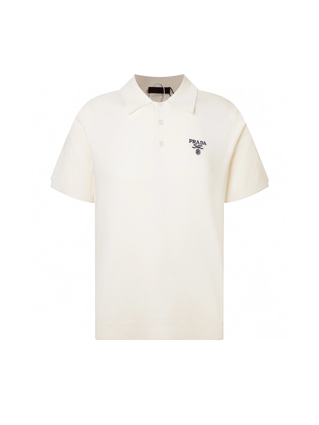 Prada Embroidered Logo Wool Polo (Ivory) Unisex