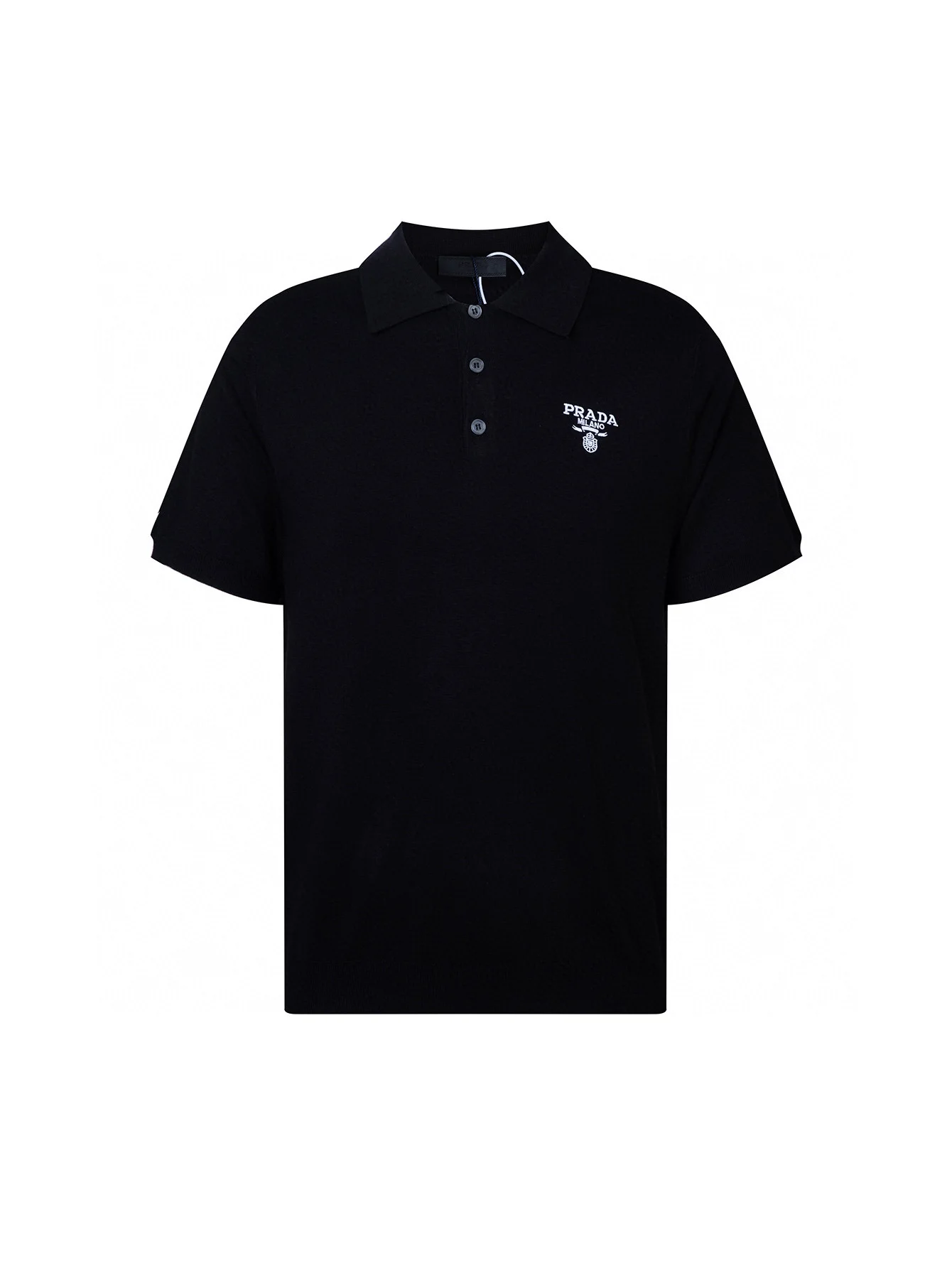 Prada Black Wool Polo With Embroidered Logo (Unisex)