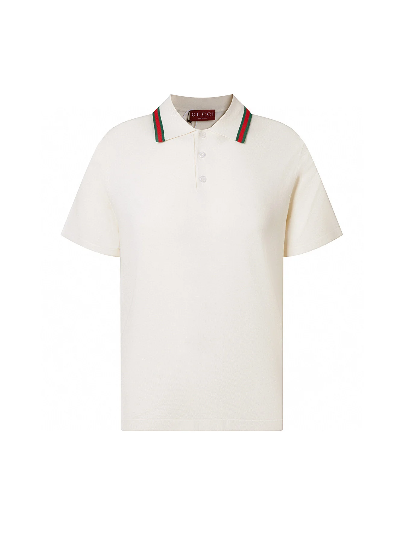 Gucci Beige Wool Polo With Red-Green Collar (Unisex)