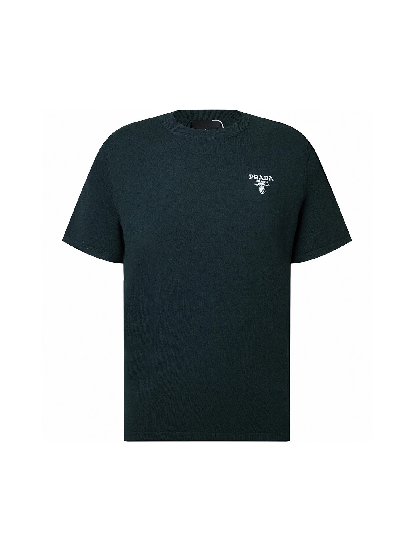 Prada Embroidered Wool-Blend Crewneck T-Shirt (Green)