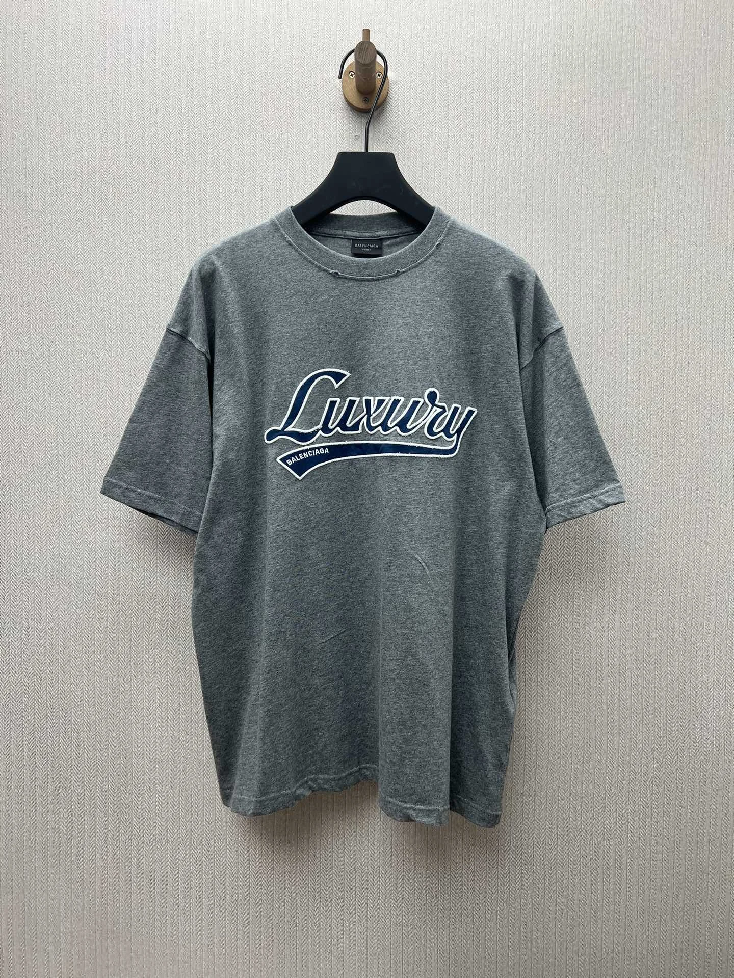 Balenciaga 25ss Gray Luxury Script Loose T-Shirt