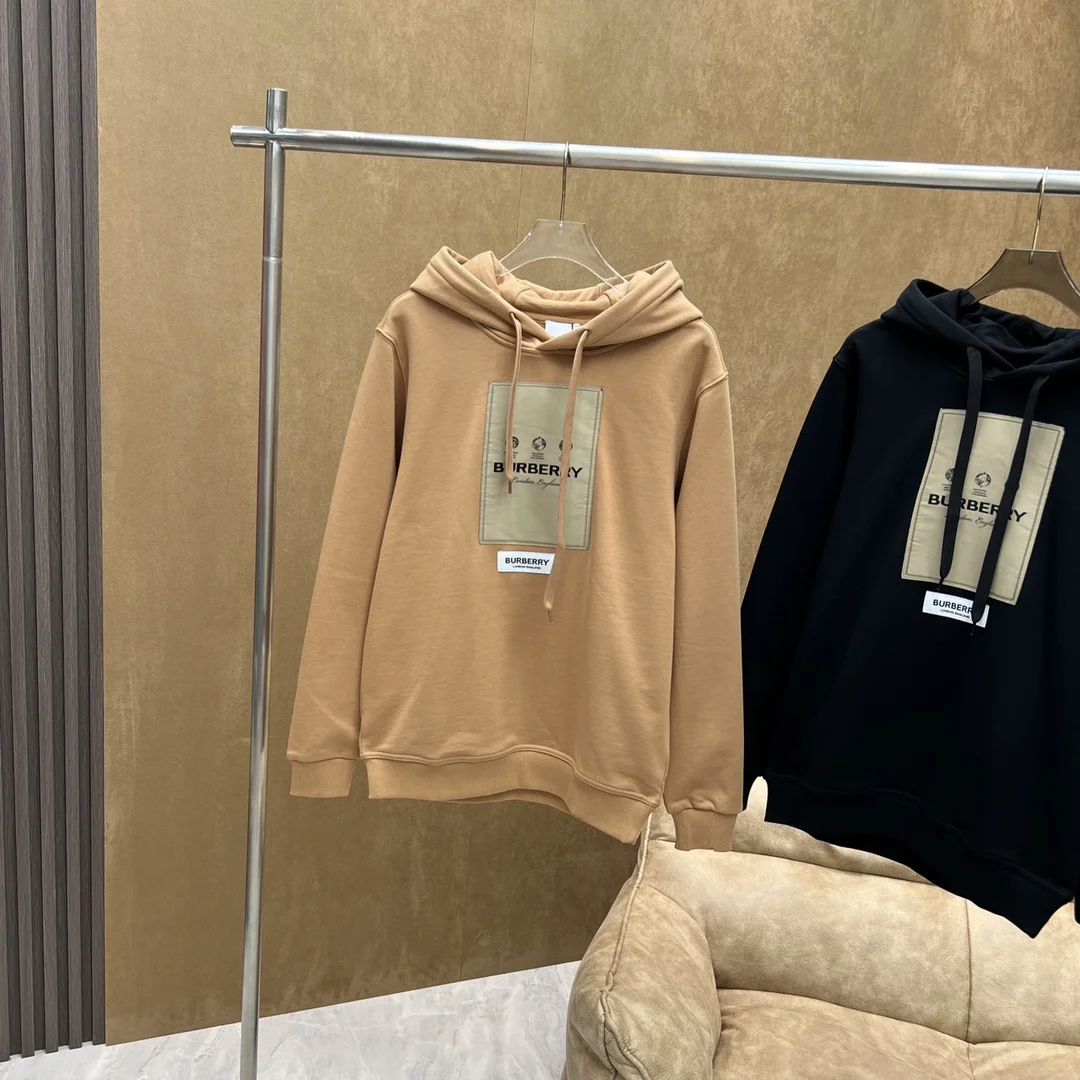 Burberry Tan Cotton Loose Hoodie Appliqué Label