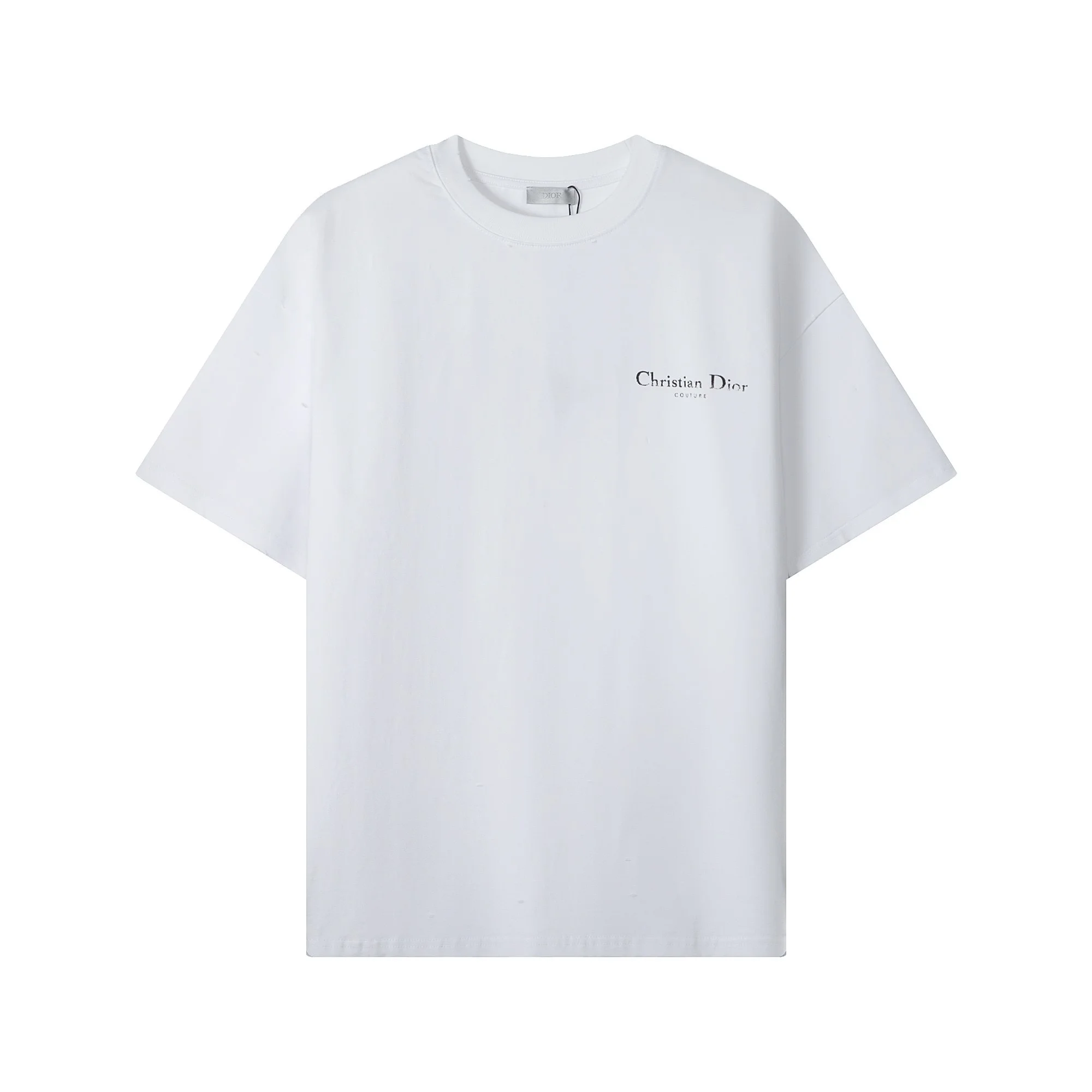 Dior White Oversize Distressed Logo Cotton T-Shirt