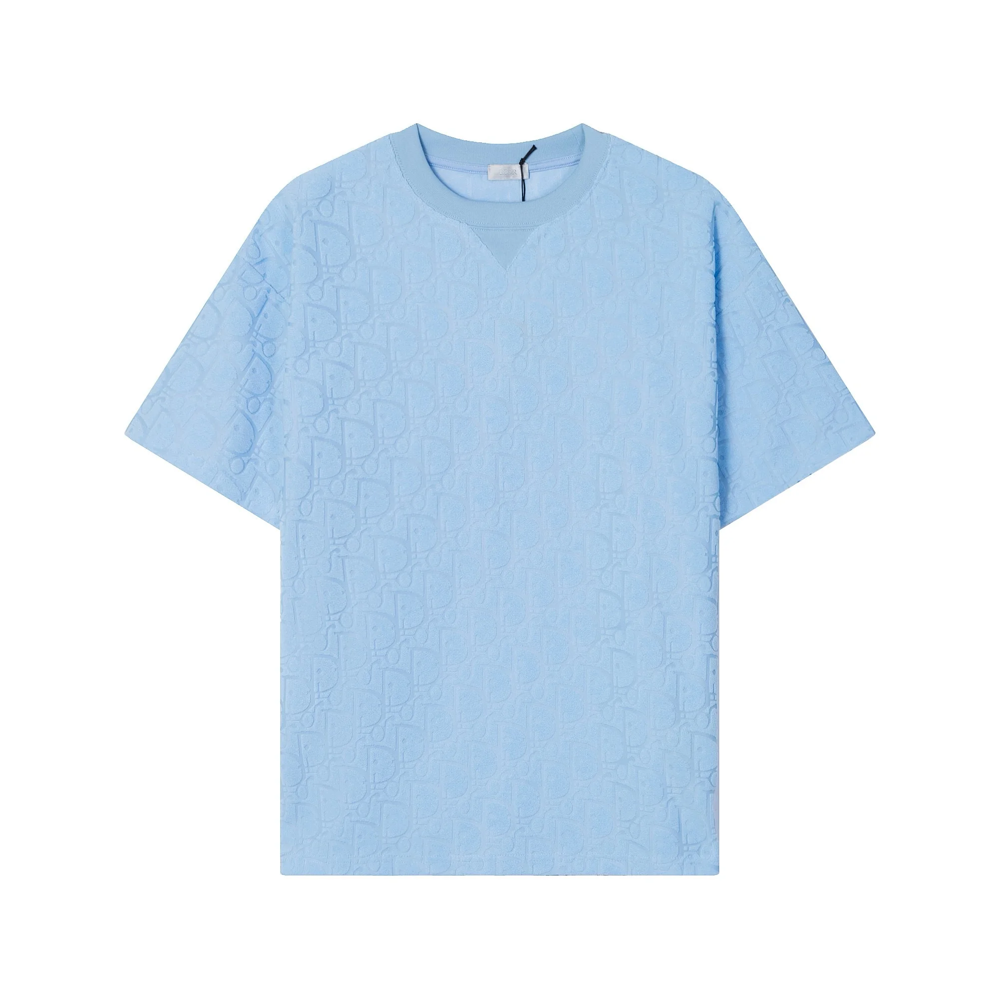Dior Blue Terrycloth Logo Crew Neck Oversize T-Shirt
