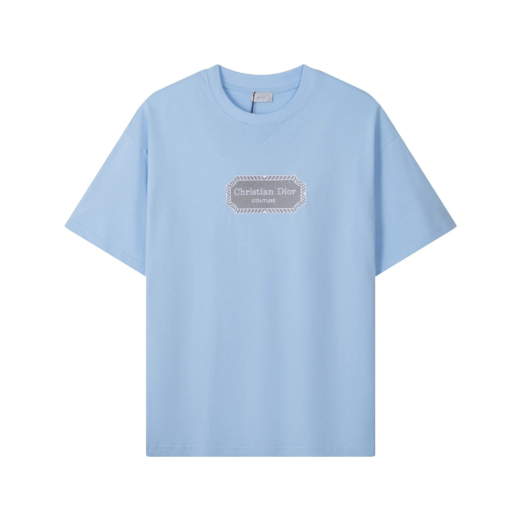 Dior Blue Patch Shield Embroidered Logo Oversized T-Shirt