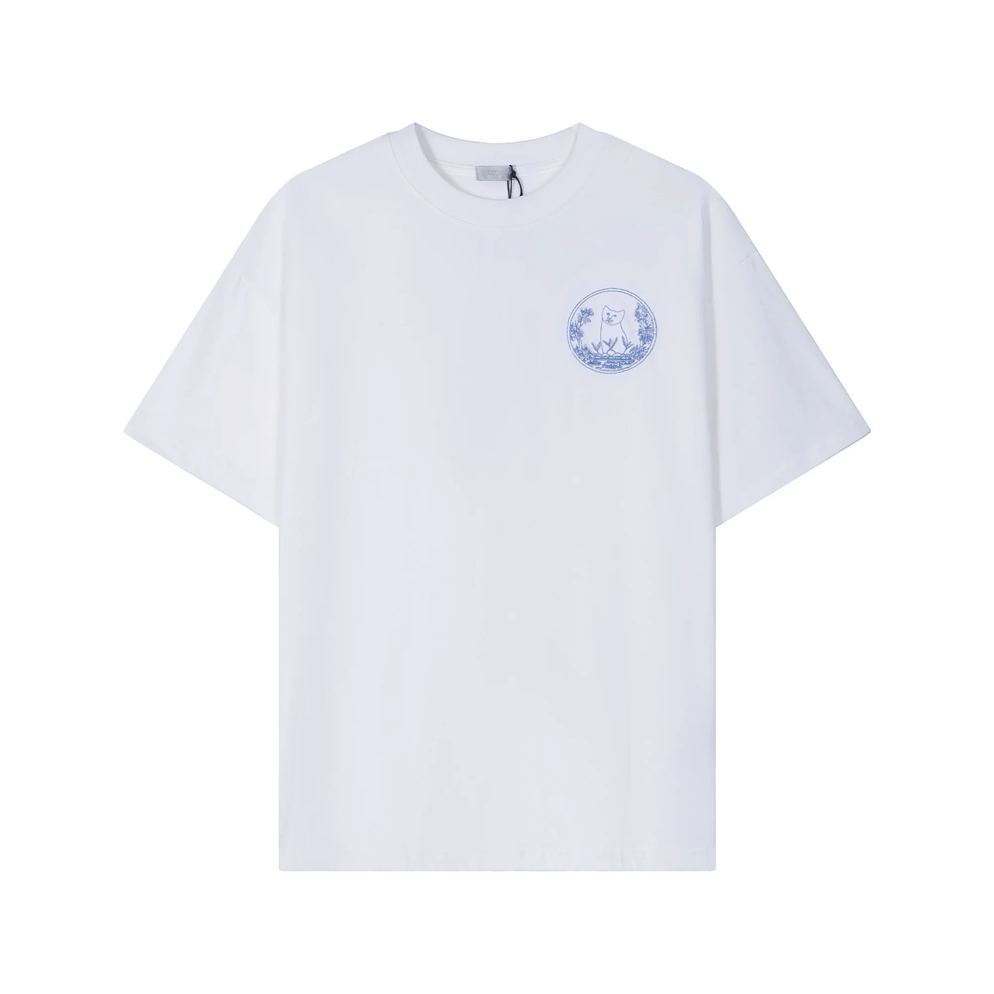 Dior White Cat Embroidery Oversize T-Shirt