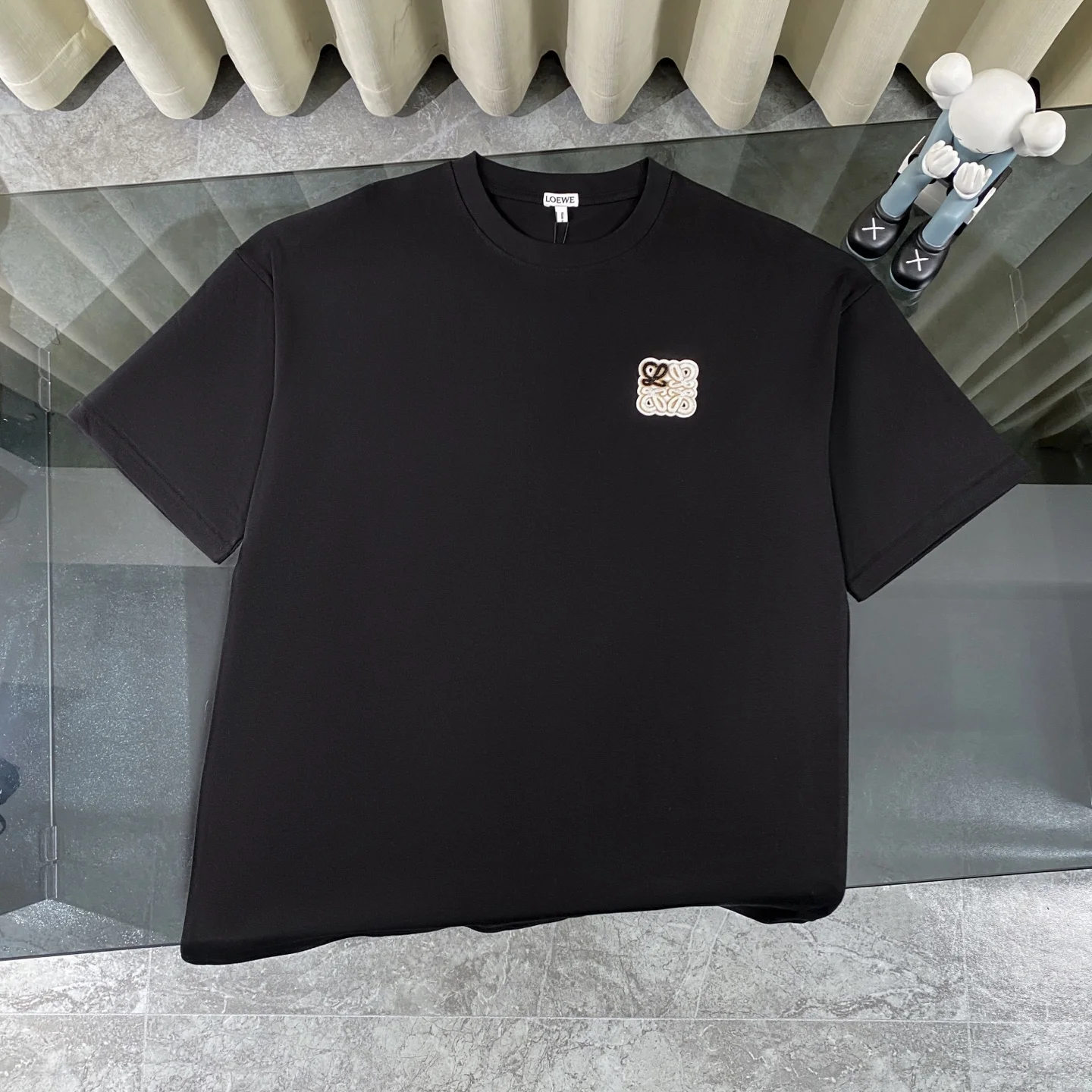 Loewe Black Logo-Embroidered Cotton Crewneck T-Shirt