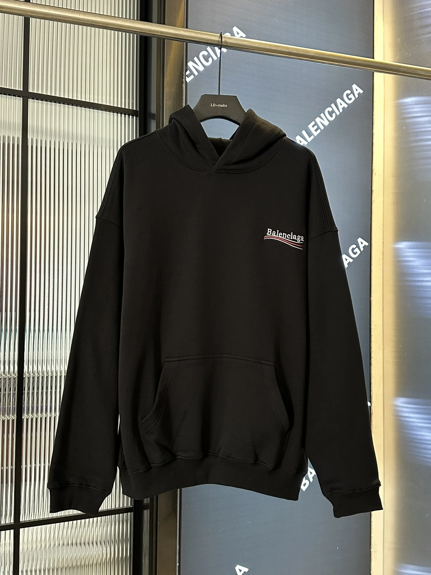 Balenciaga Black Cola Wave Embroidered Hoody