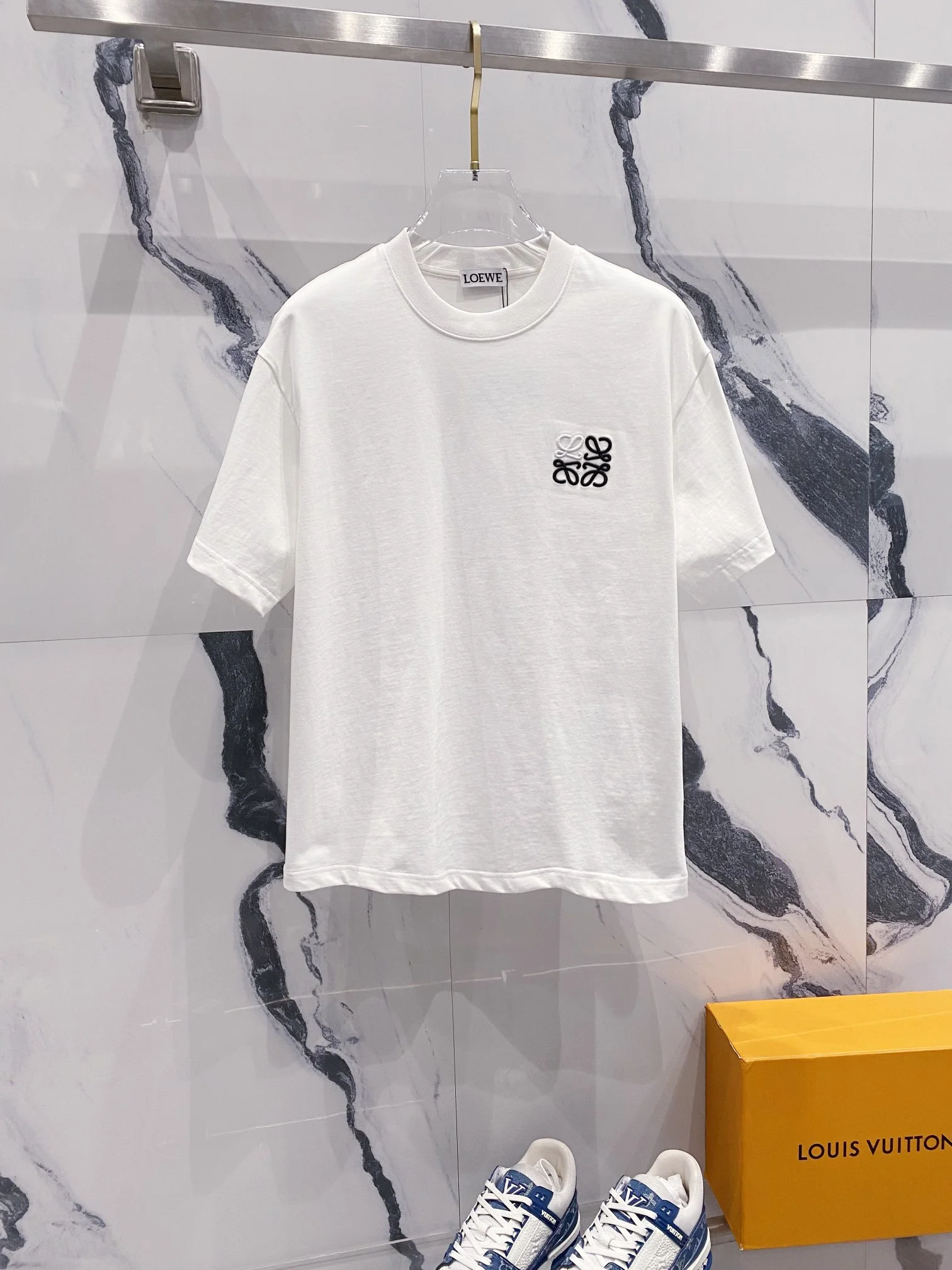 Loewe White 320g Crewneck TShirt Embroidered Logo